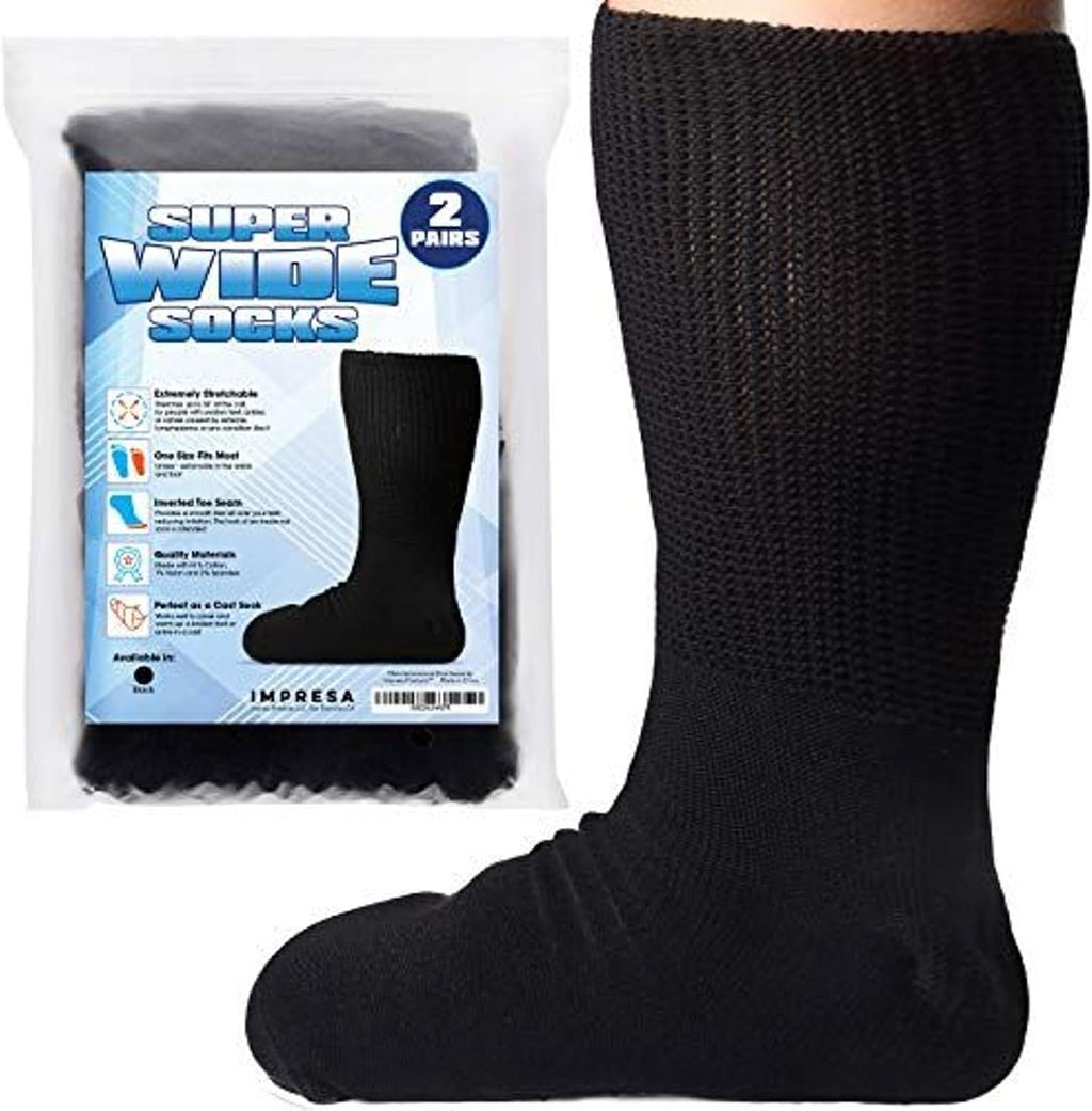 IMPRESA Extra Wide Ankle Socks for Men and Women, Stretch Cotton Blend

