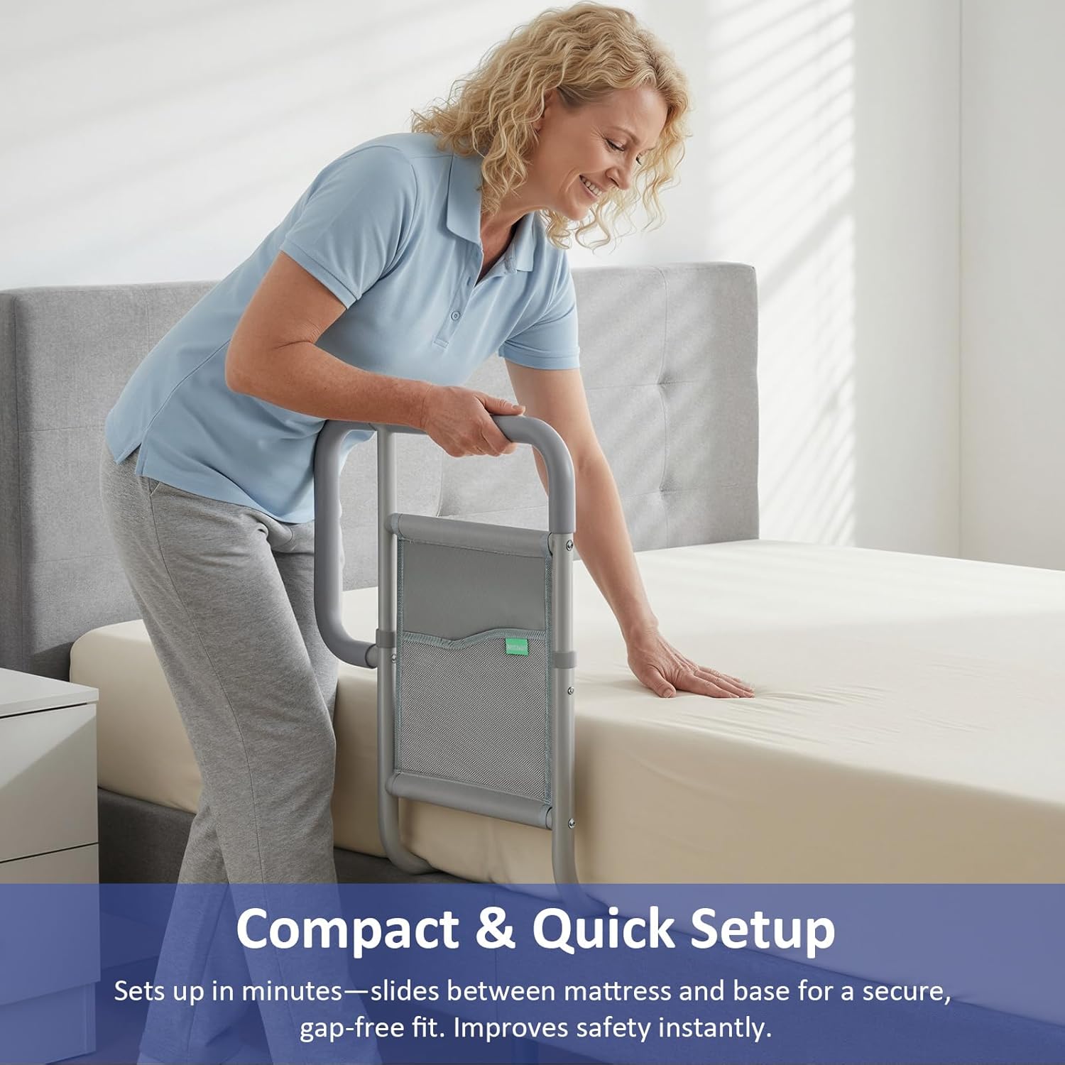 Bed Assist Rail for Elderly Adults, ASTM-Certified, Dual Non-Slip Handles

