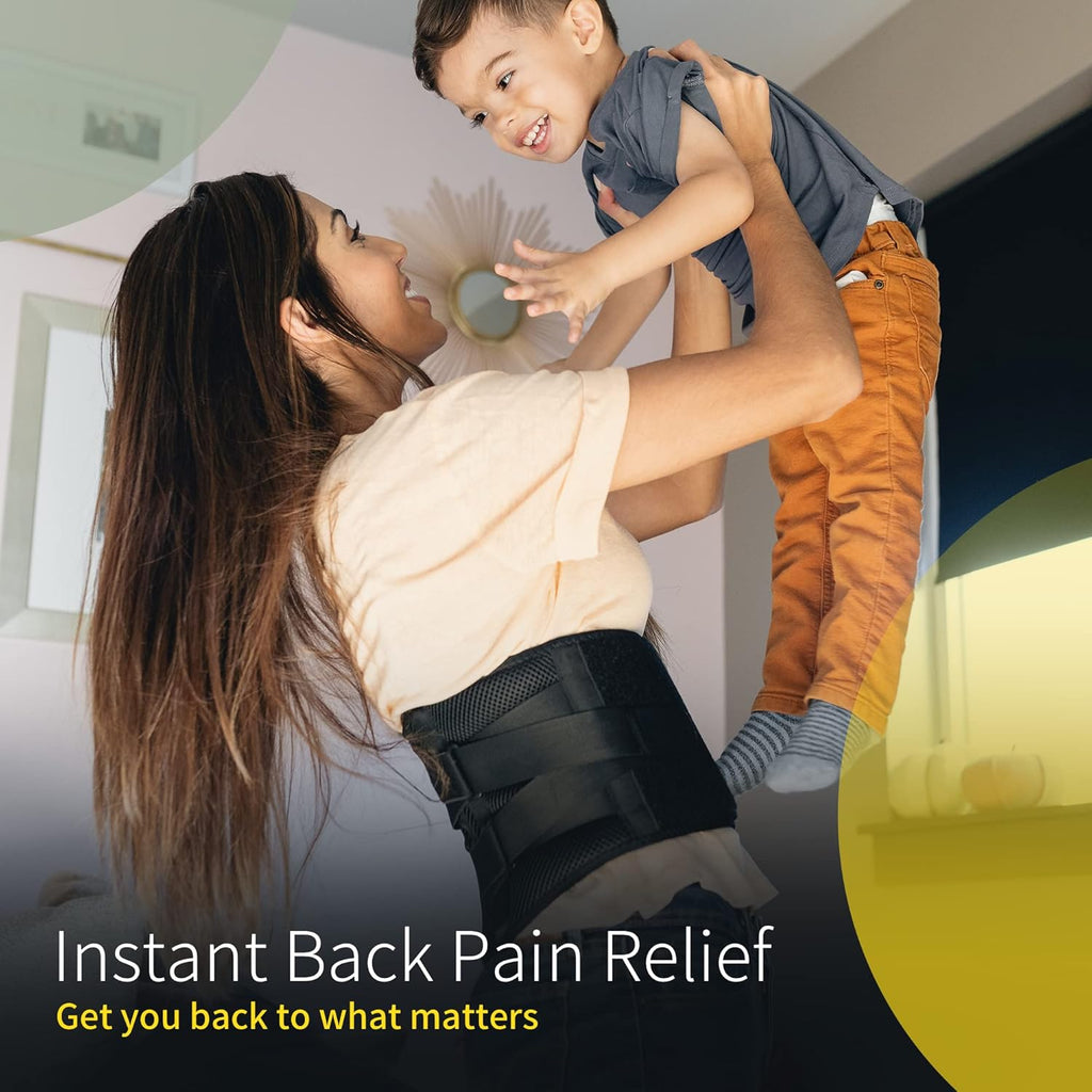 BraceUP Lumbar Back Brace with Removable Lumbar Pad, Adjustable Support Belt

