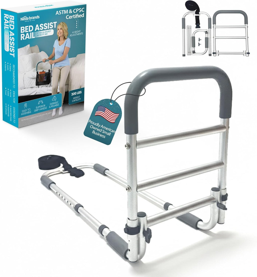 Adjustable Bed Rail for Seniors, Non-Slip Handle Safety Bed Assist for Elderly

