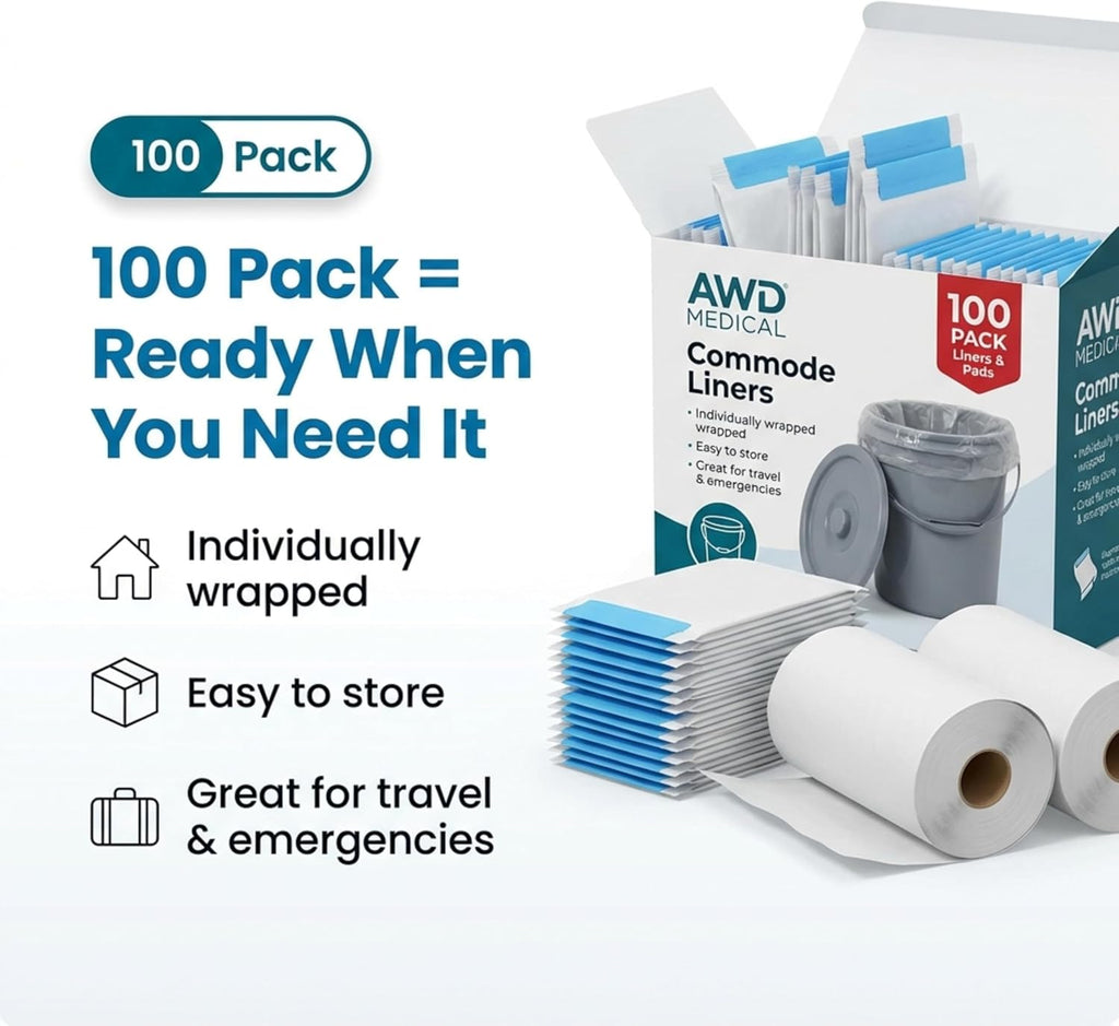 Adult Commode Liners Disposable Absorbent Drawstring Toilet Bags for Bedside Potty

