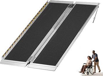 Portable Wheelchair Ramp Non-Slip Aluminum Folding Handicap Entry Ramp, 600 lb