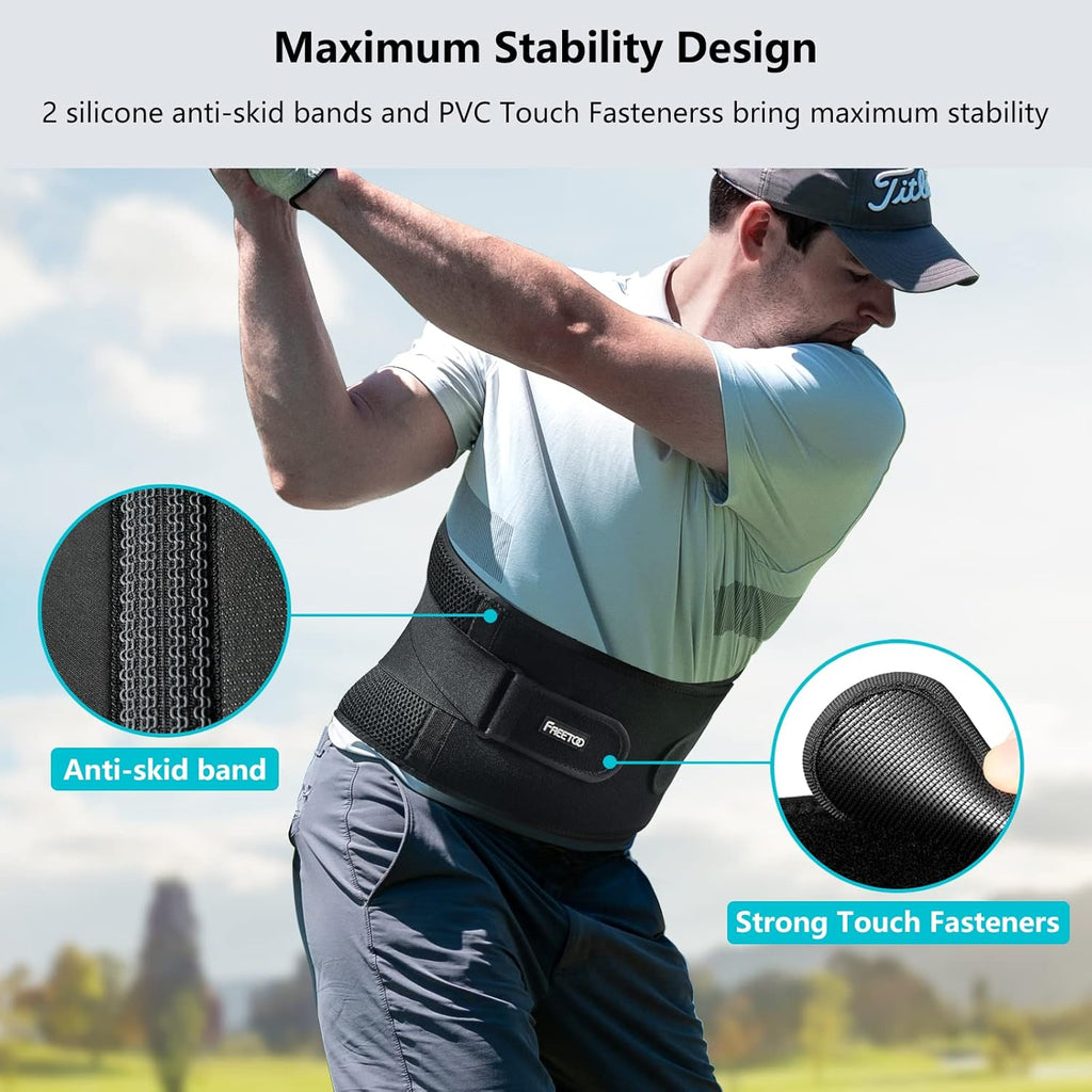 Freetoo Air Mesh Lower Back Brace with 7 Stays, Anti-Skid Lumbar Support Belt


