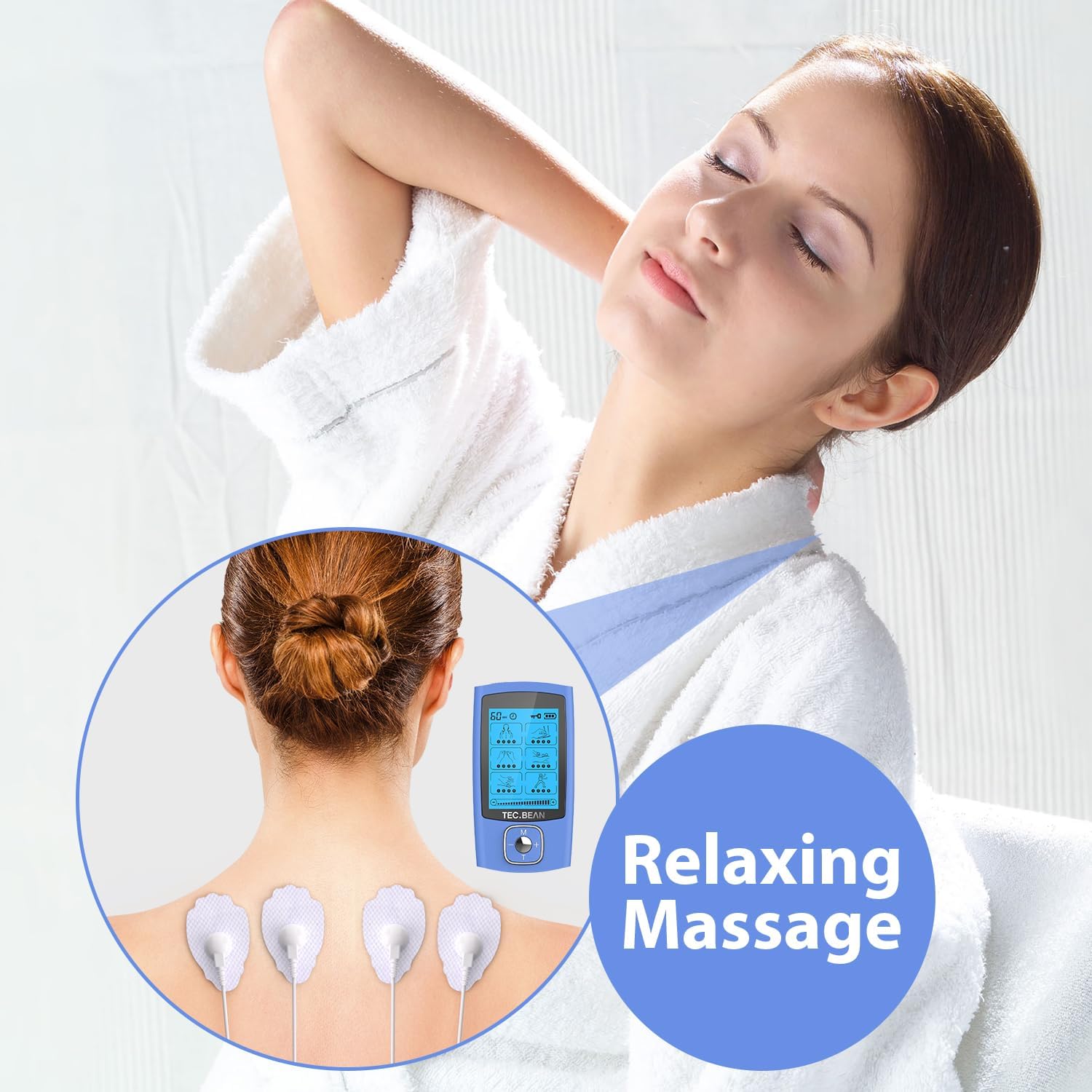 TENS Unit Muscle Stimulator, Rechargeable EMS Massager with 8 Electrode Pads

