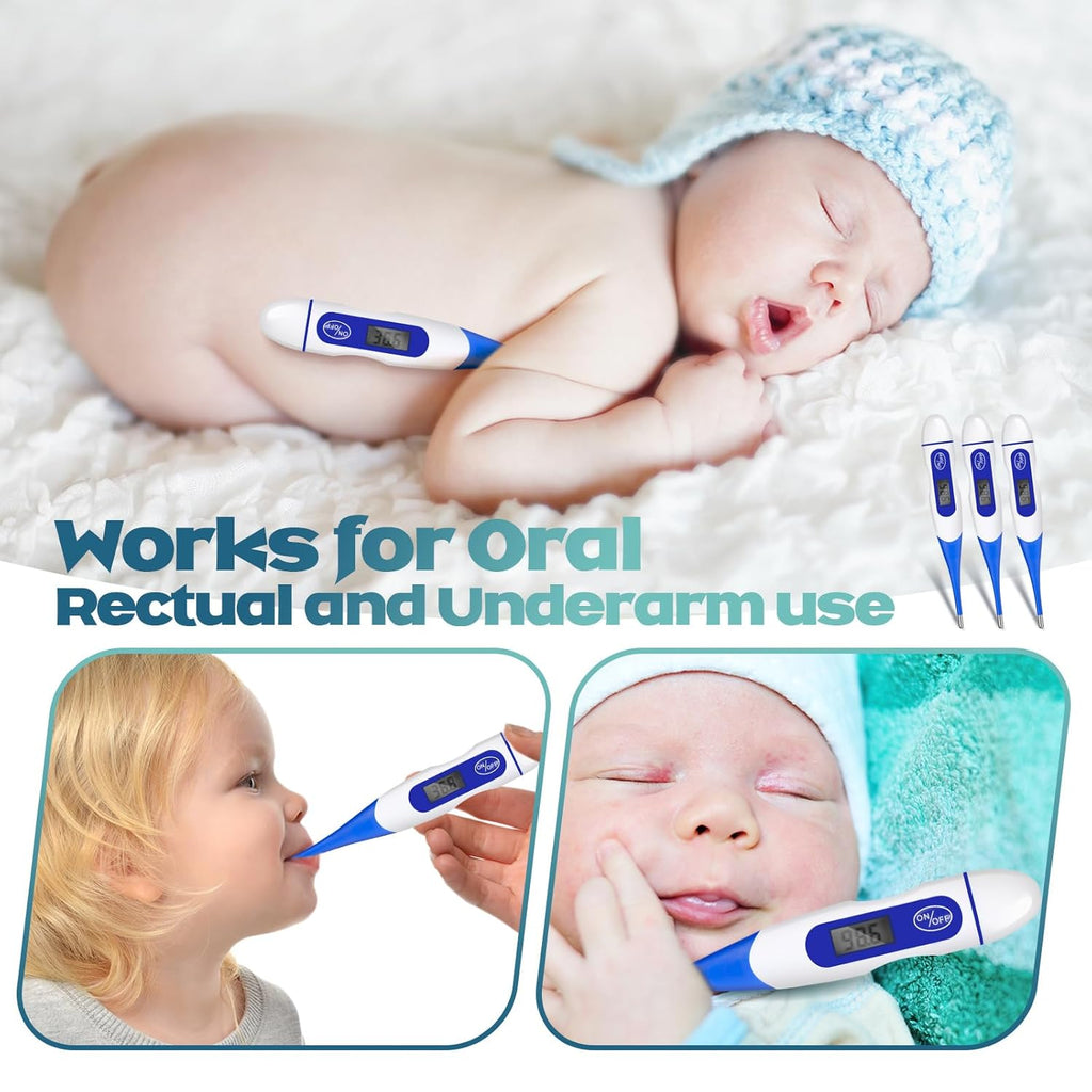 TrelaCo Digital Oral Thermometer for Adults, Flexible Tip Fever Basal Body

