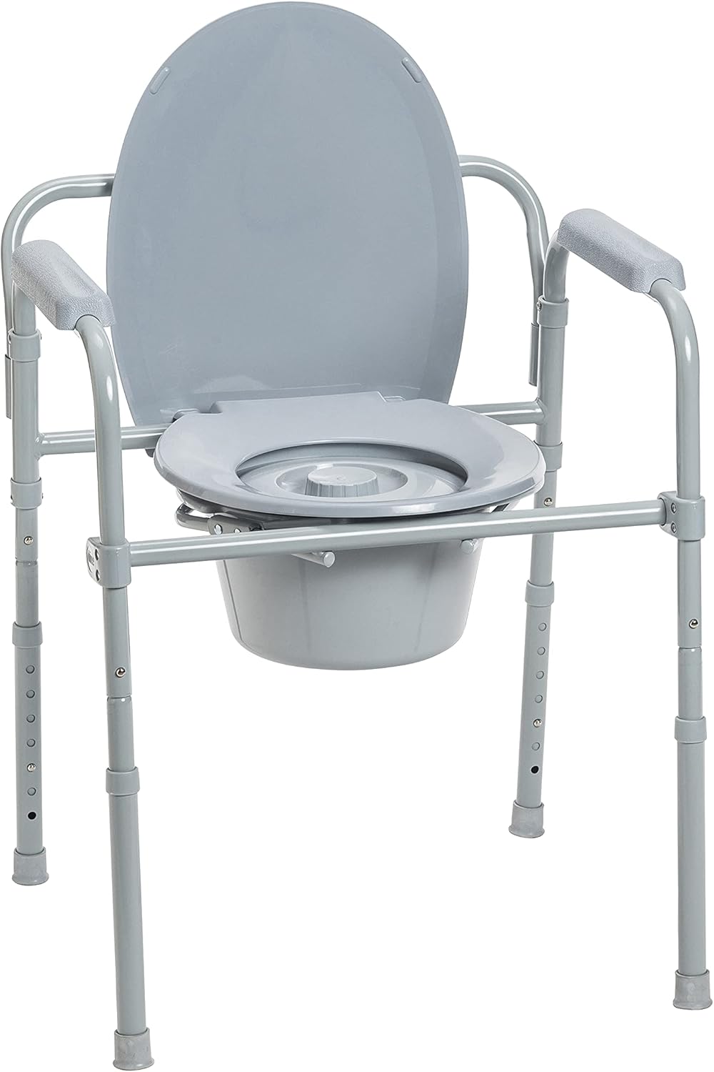 Drive Medical Folding Steel 3-in-1 Bedside Commode Chair, Adjustable Height 350 lb

