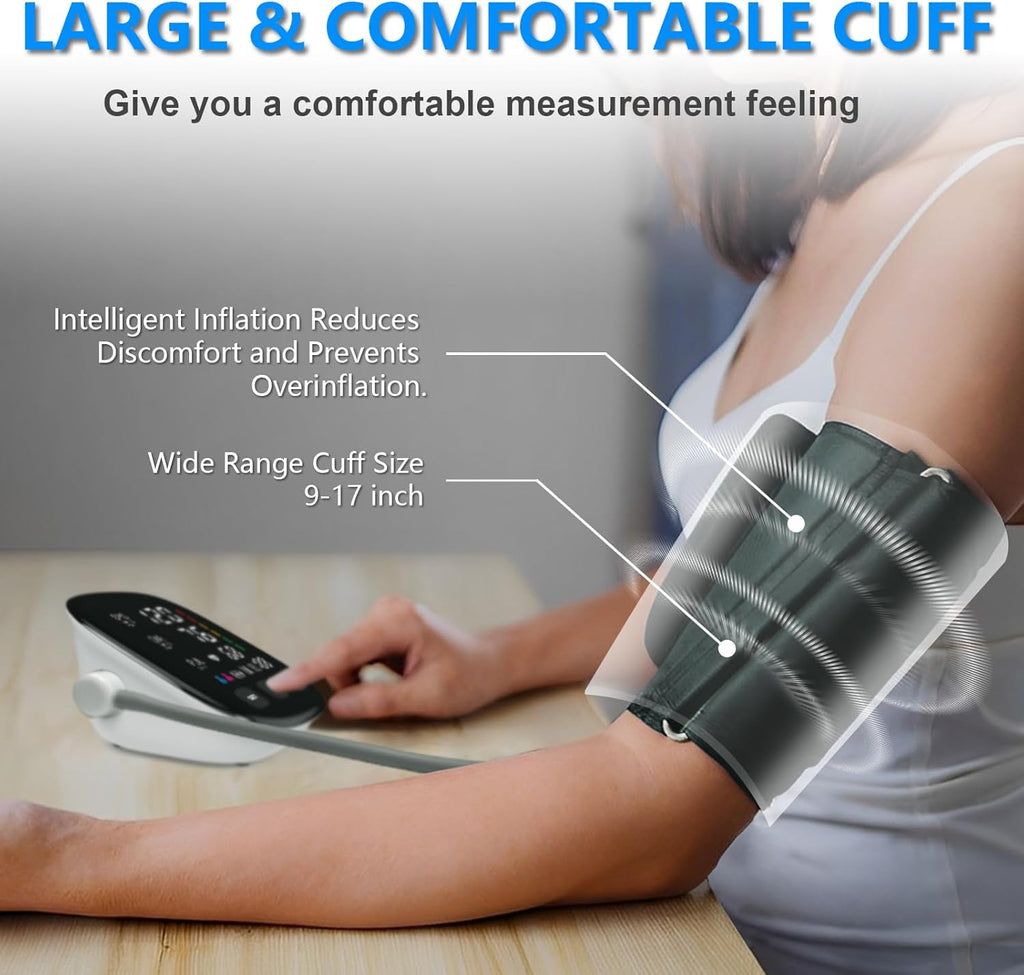 Automatic Upper Arm Blood Pressure Monitor with Digital Display and Adjustable Cuff

