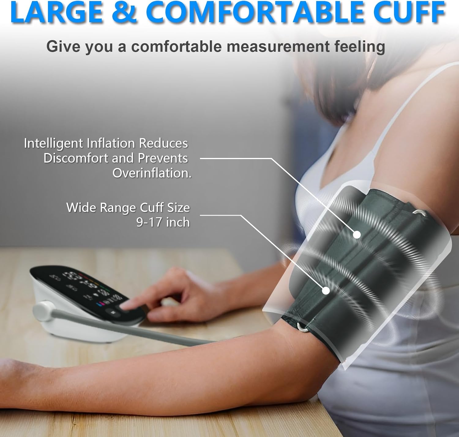 Automatic Upper Arm Blood Pressure Monitor with Digital Display and Adjustable Cuff

