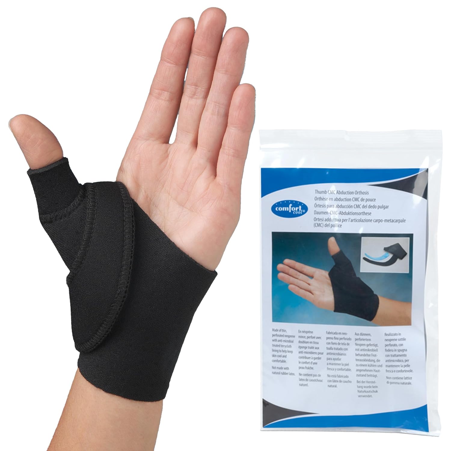 Comfort Cool CMC Abduction Thumb Splint, Moldable Wrap with Thermoplastic Insert

