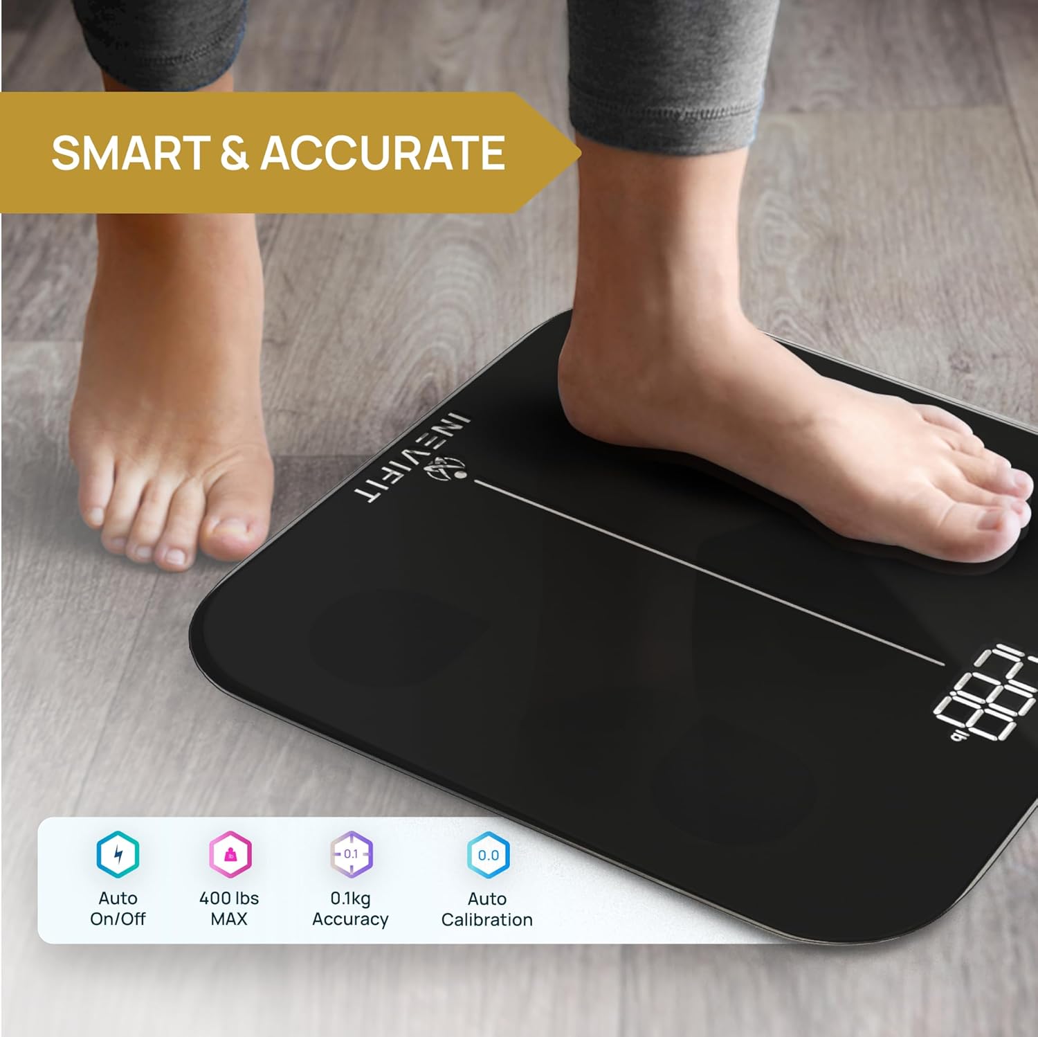 INEVIFIT Bluetooth Digital Bathroom Scale with BMI Tracking and Smartphone App

