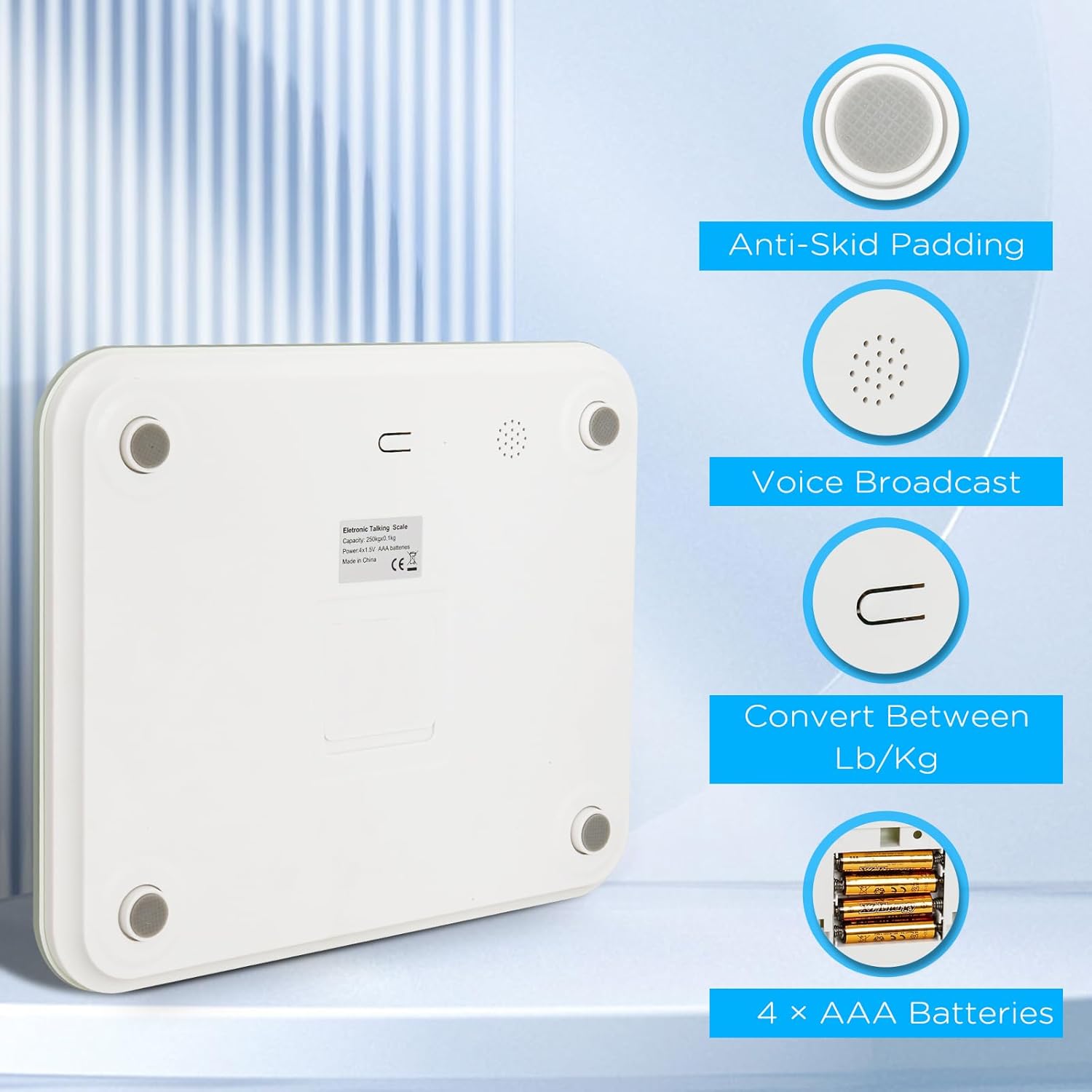 Talking Bathroom Scale with Voice, Large LCD, Auto On/Off, 551 lb Capacity


