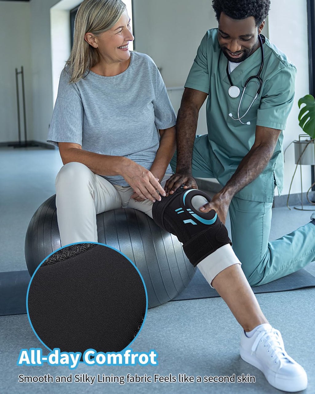 ABYON Adjustable Knee Brace with Neoprene Patella Gel Pad and Side Springs

