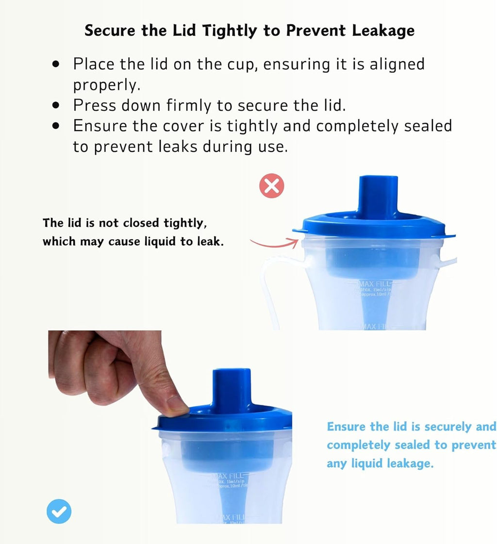 Dysphagia Slow Flow Sip Cup for Adults with 5cc/10cc Control, Spill-Proof

