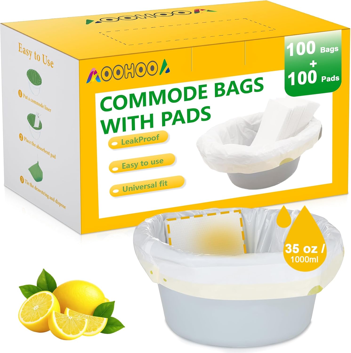 Bedside commode liner system with absorbent layers for leak control

