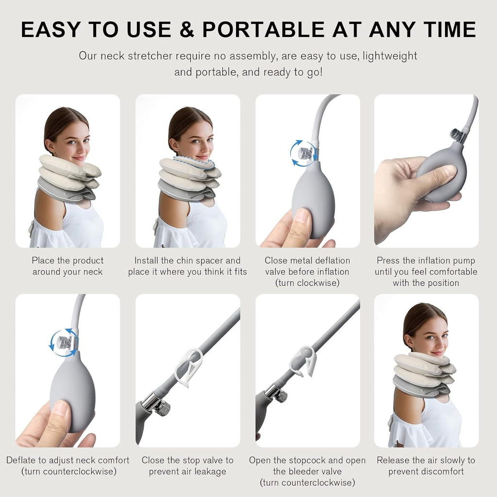 Inflatable Neck Stretcher with Brace for Cervical Traction and Neck Pain Relief

