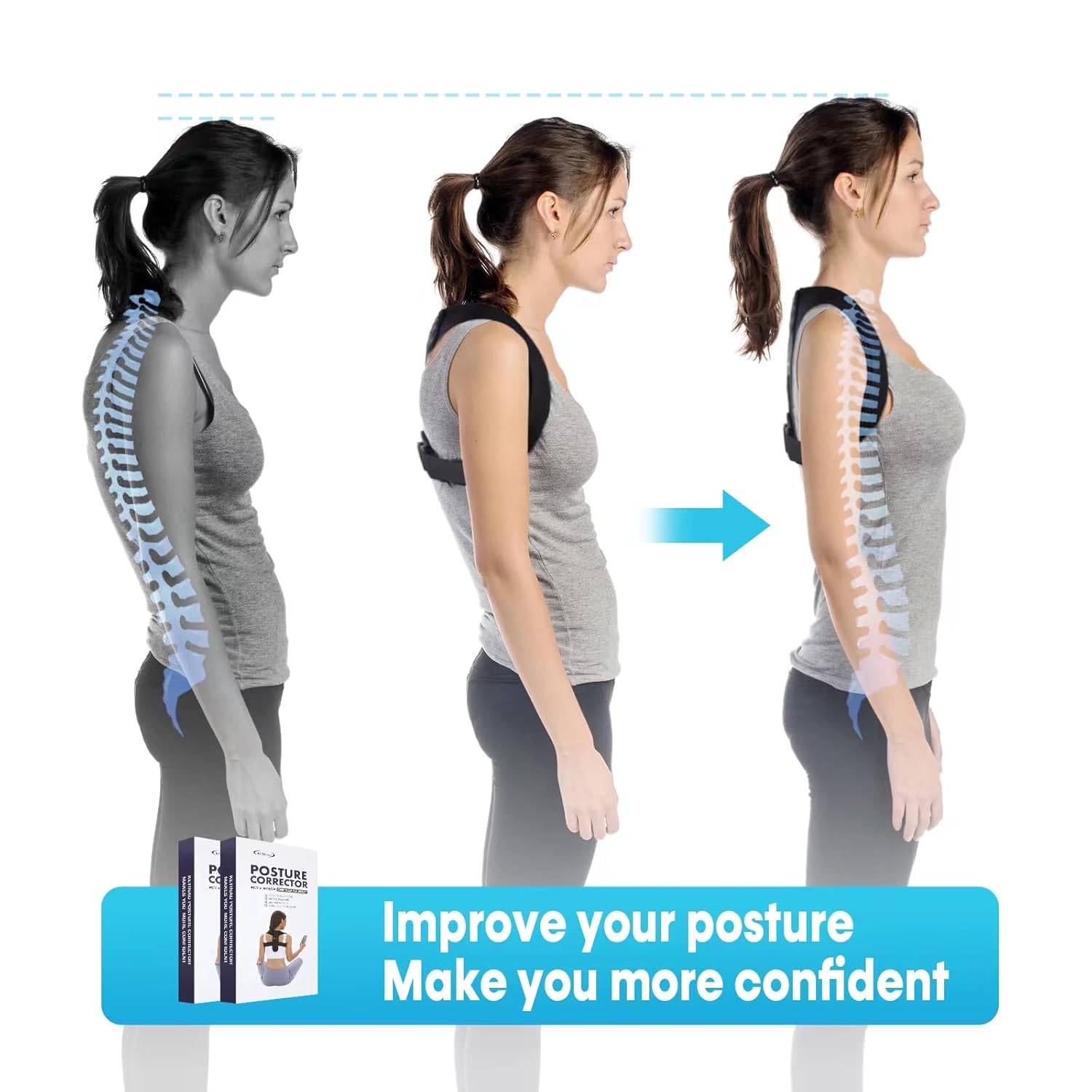 Posture Corrector for Women and Men, Adjustable Upper Back Brace with Clavicle Support

