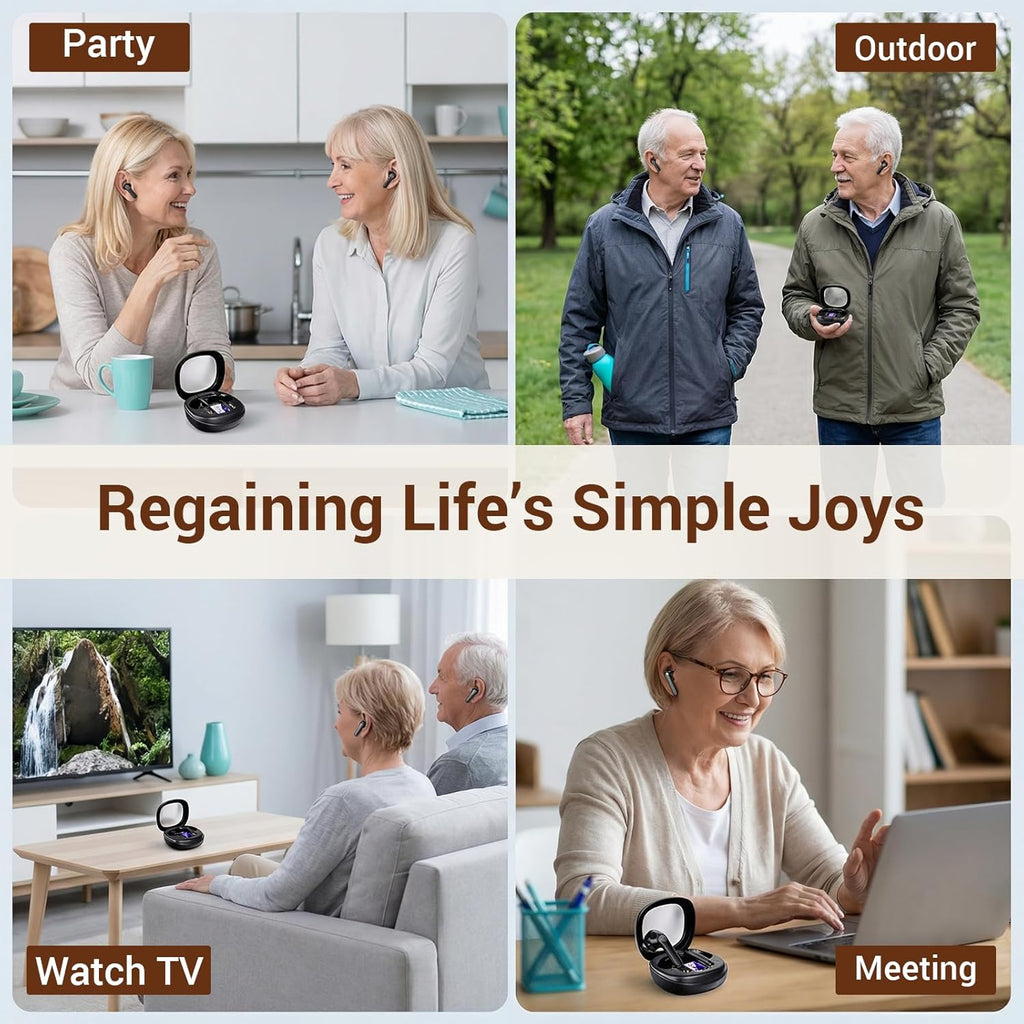 Rechargeable OTC Hearing Aids for Seniors, Intelligent Noise Cancellation

