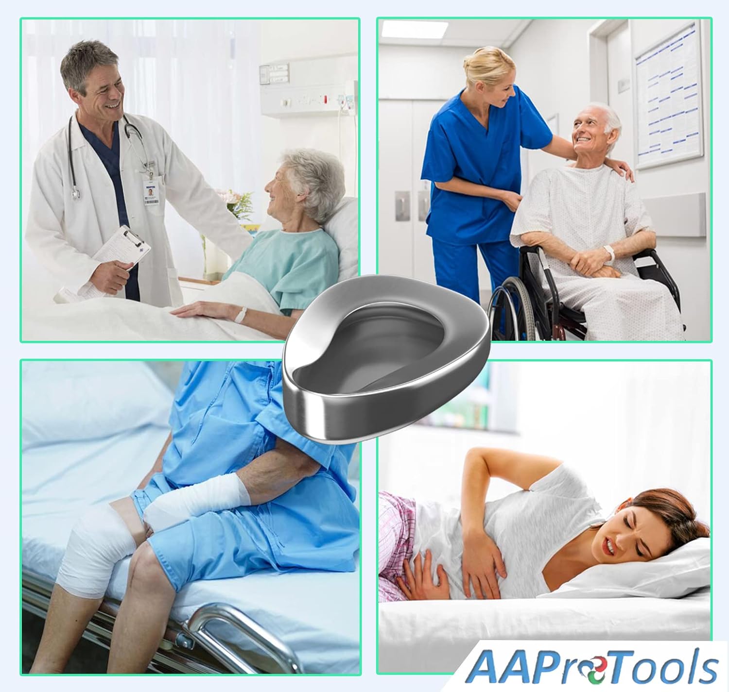 AAproTools Stainless Steel Bedpan Heavy Duty Smooth Contoured Bedpans

