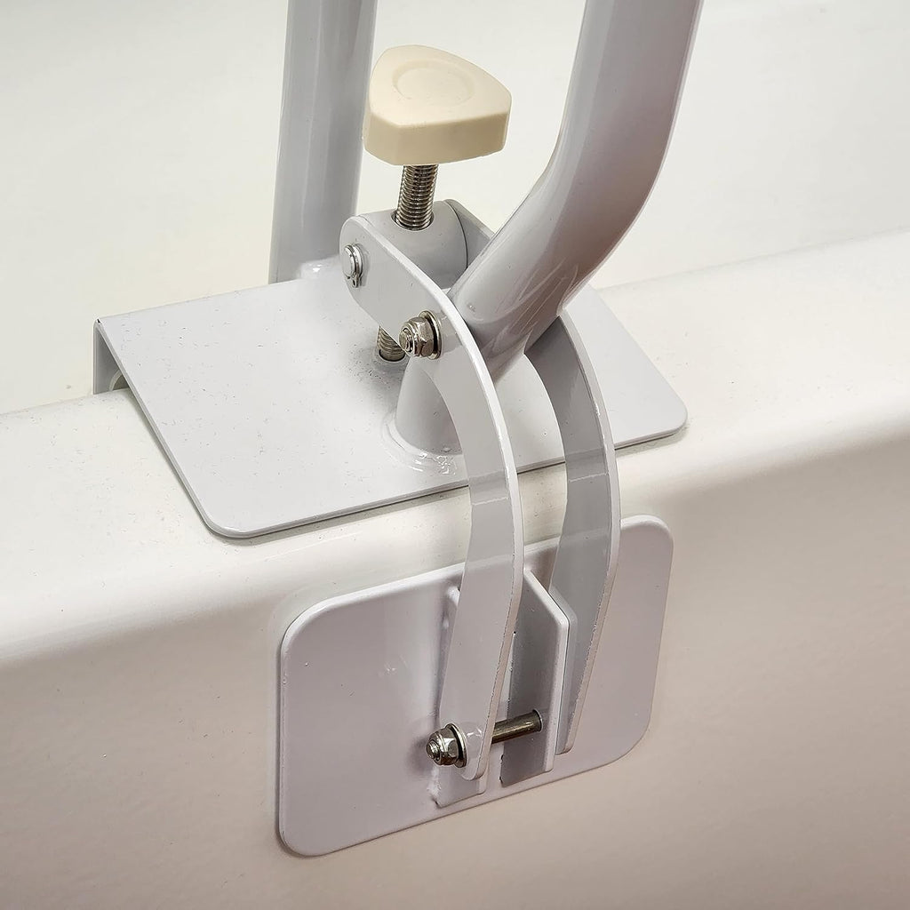 Carex White Bathtub Grab Bar Rail for Bathroom Tub Shower Clamp Handle Support

