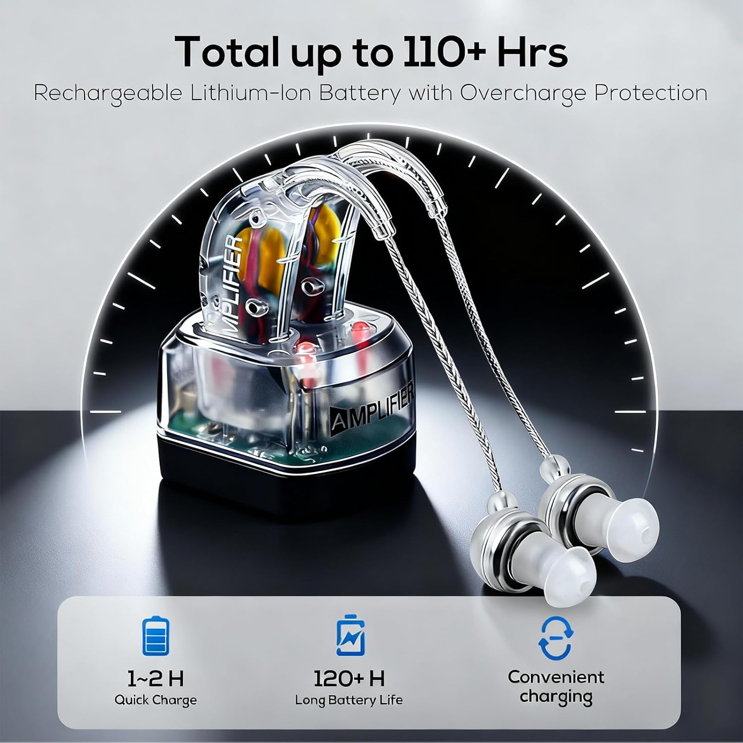 Winter Plum In-Ear Hearing Aid for Seniors with AI Noise Reduction and USB-C Charging

