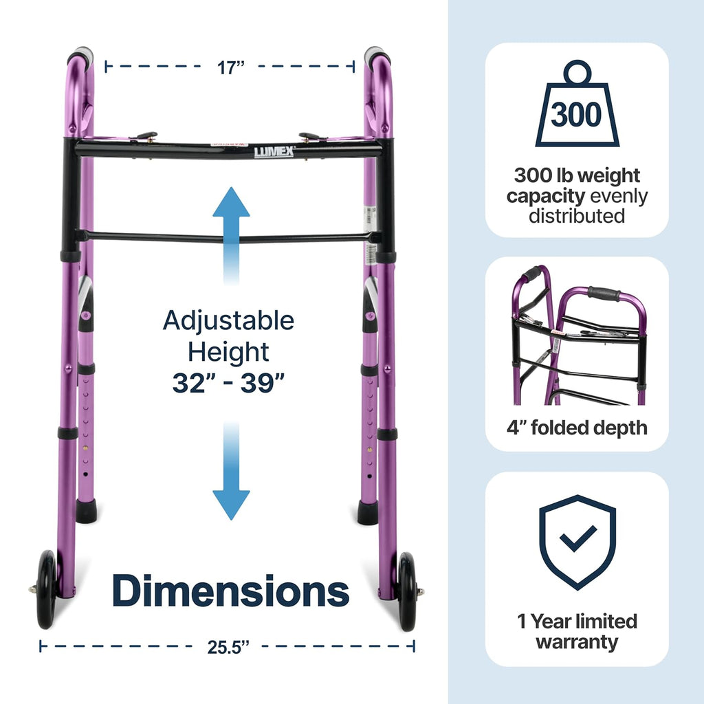 Lumex ColorSelect Rollator Walker for Seniors, Folding Adult Walker with Wheels

