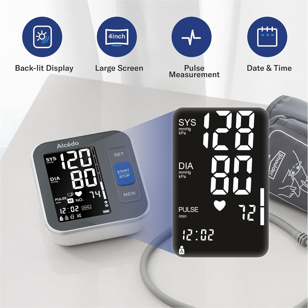 Alcedo Automatic Upper Arm Blood Pressure Monitor Digital BP Machine Wide-Range Cuff

