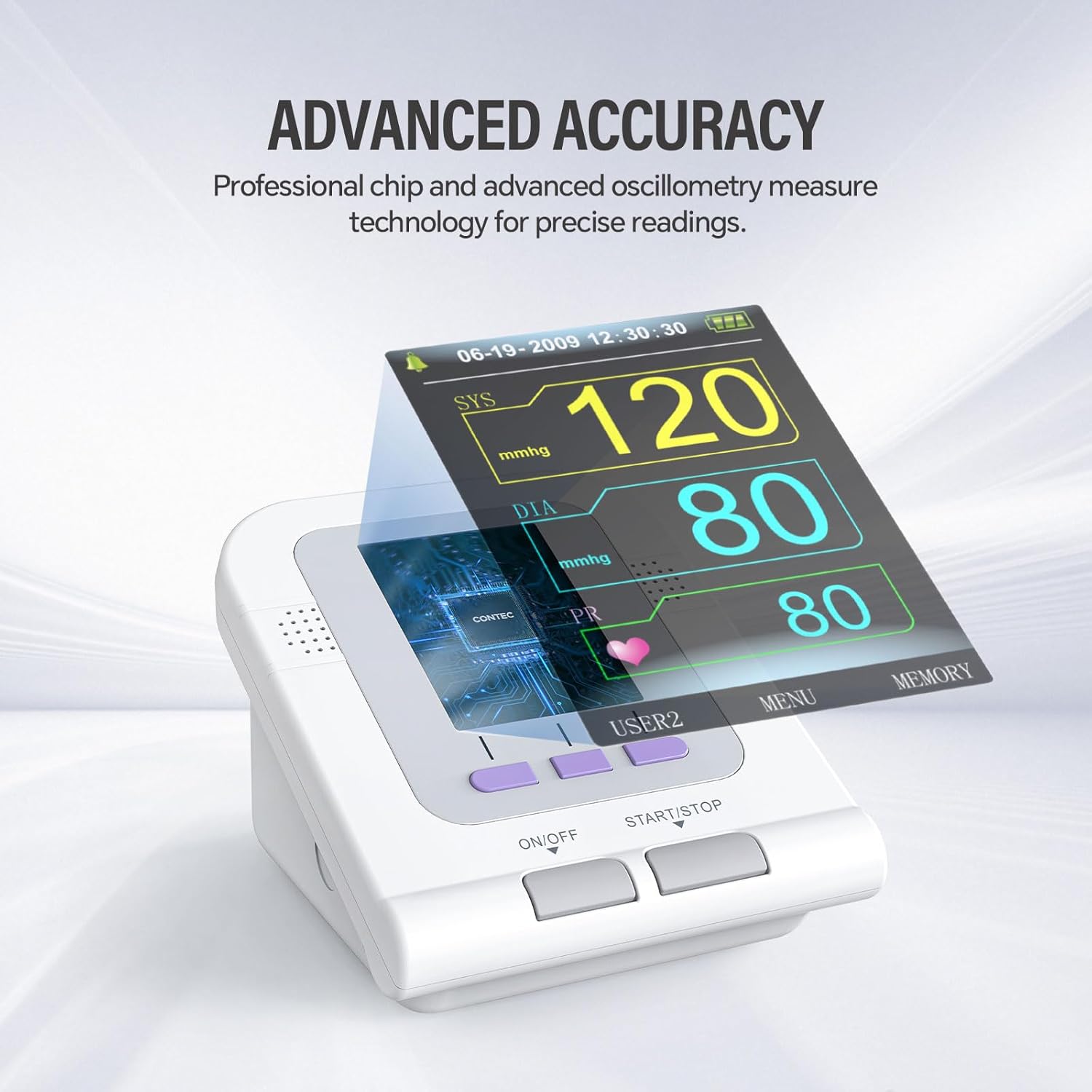 CONTEC Fully Automatic Upper Arm Blood Pressure Monitor, Electronic Sphygmomanometer

