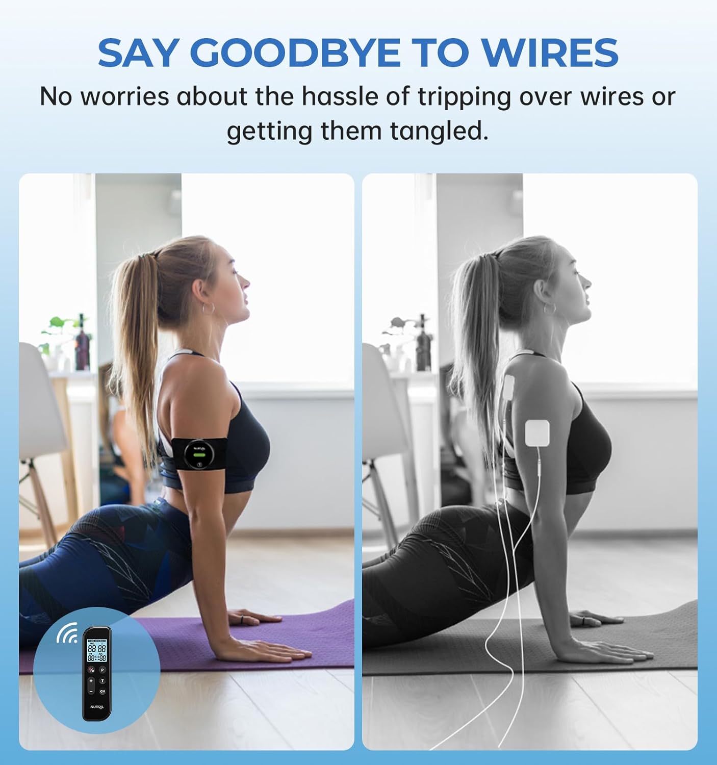NURSAL Wireless TENS Unit Muscle Stimulator with Remote, Dual Host, TENS EMS

