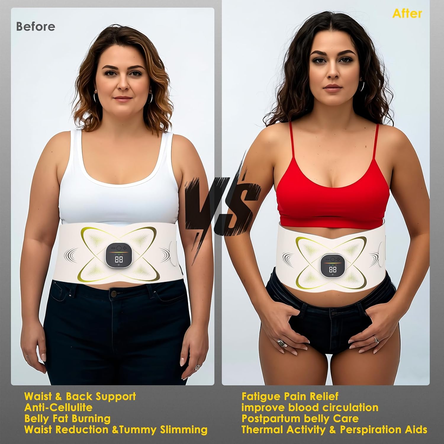 Heated Electric Abs Stimulator Belt, Abdominal Massage & Muscle Recovery Massager

