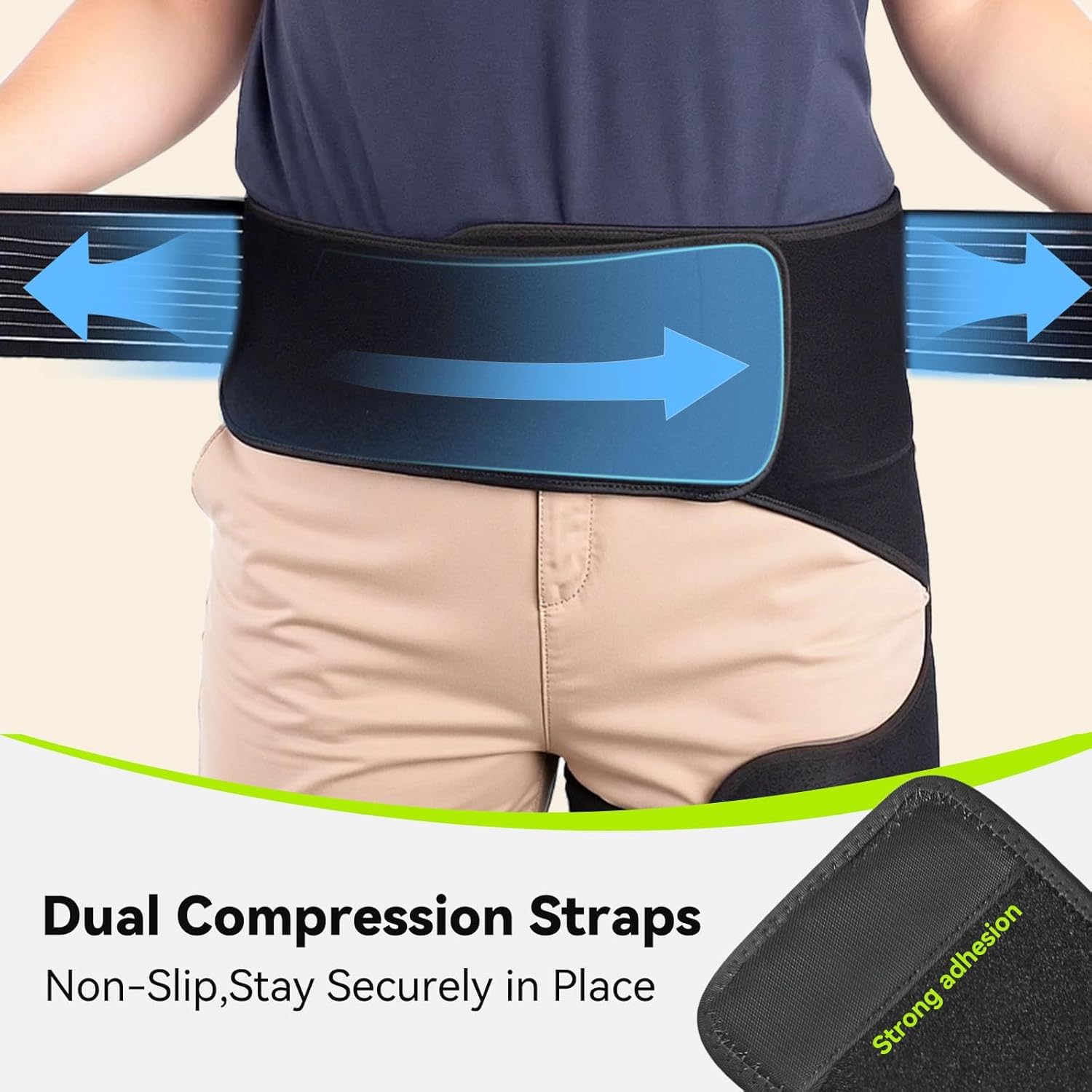 SOLOEVER Hip Brace for Sciatica, Adjustable Compression Wrap Support for Hip Pain

