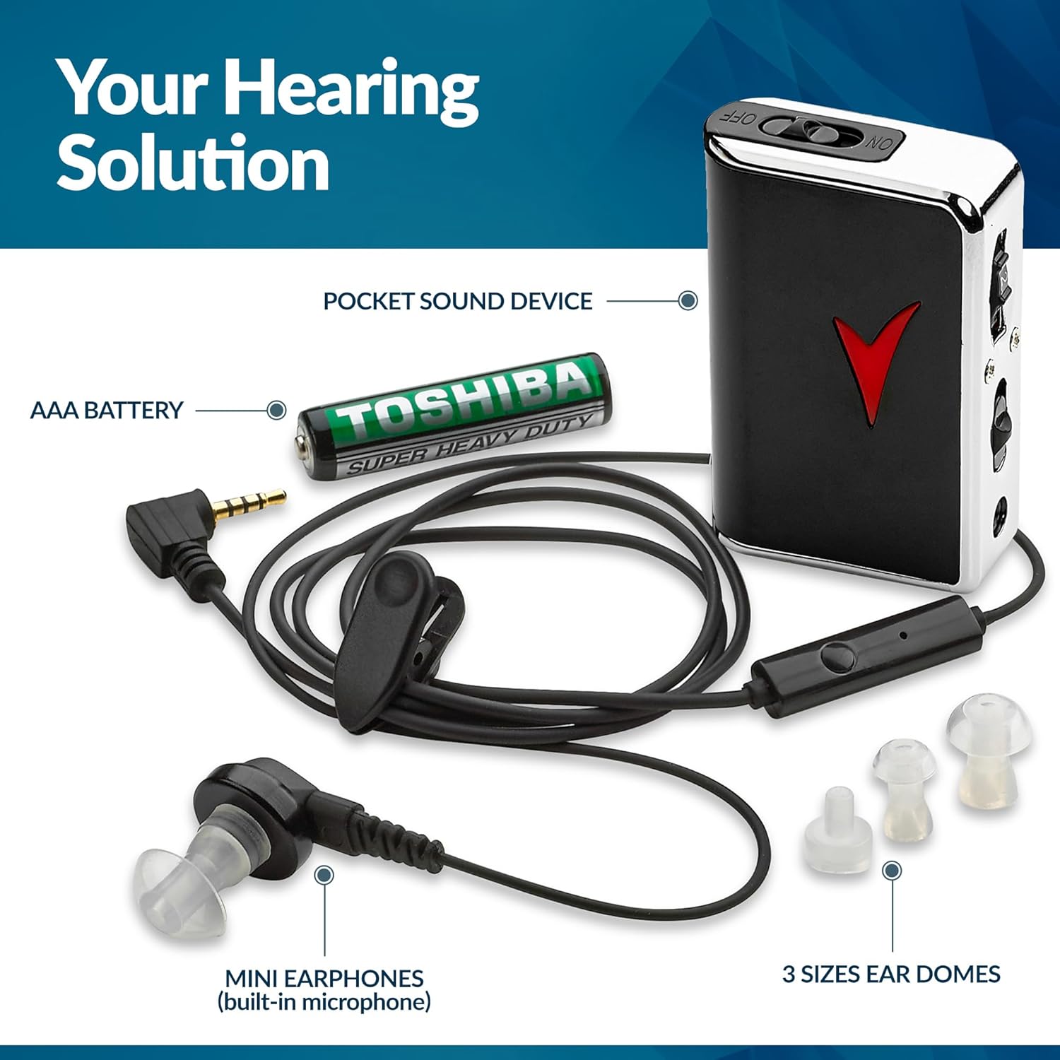 MEDca Personal Sound Amplifier Voice Enhancer, 50 dB Gain, up to 100 ft

