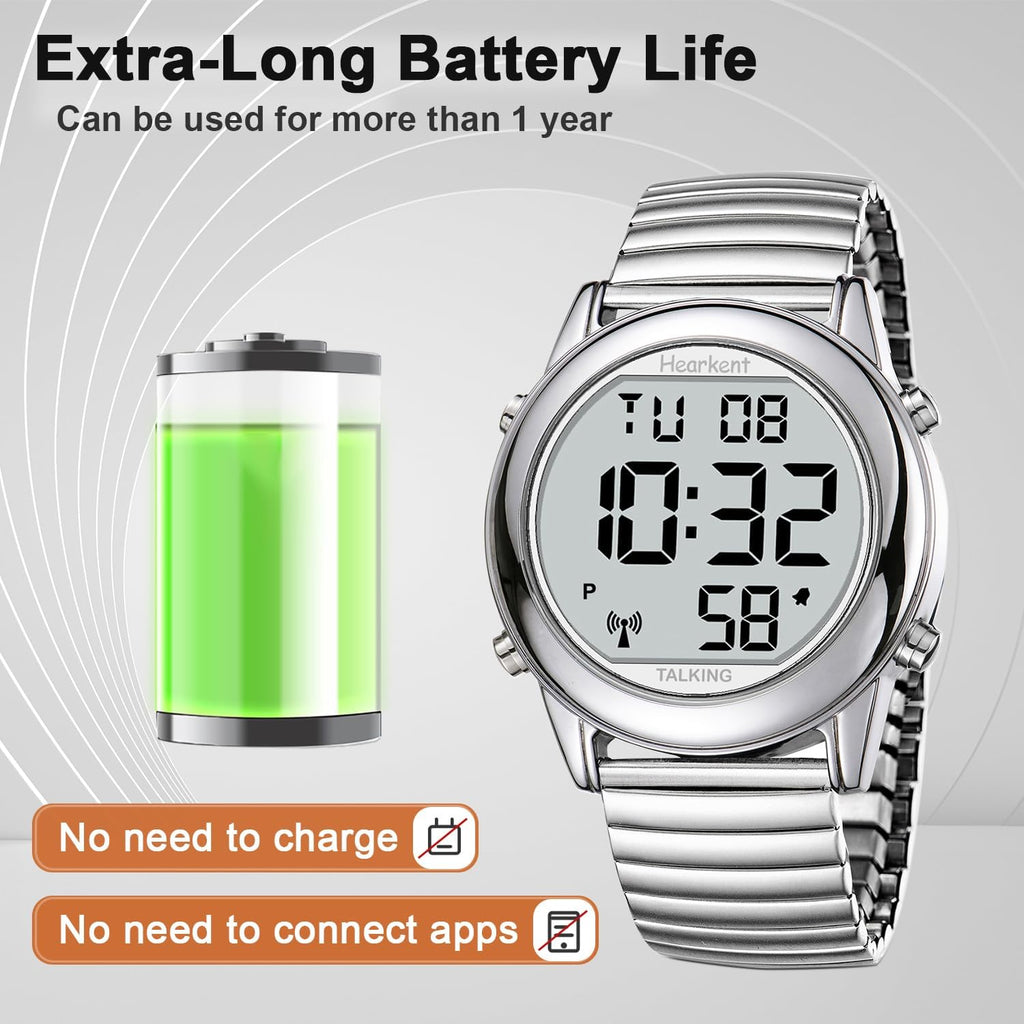 Hearkent Digital Talking Watch English, US Signal Auto Time & Date, Big Display

