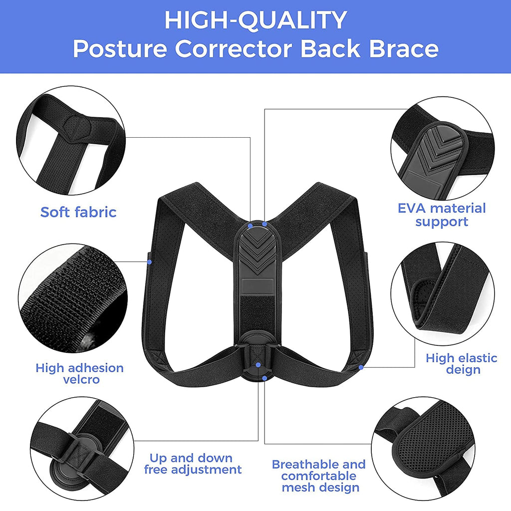Posture Corrector for Women and Men, Adjustable Upper Back Brace with Clavicle Support


