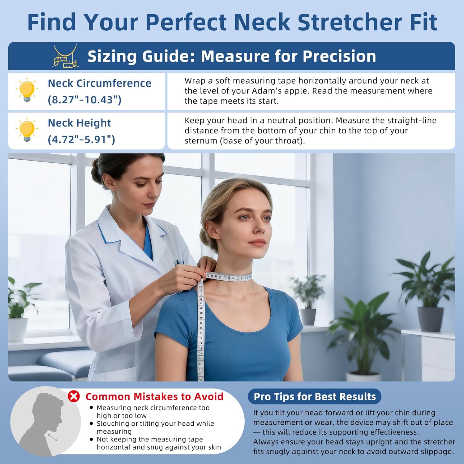 Holniva Cervical Neck Traction Device, Adjustable Neck Stretcher Brace

