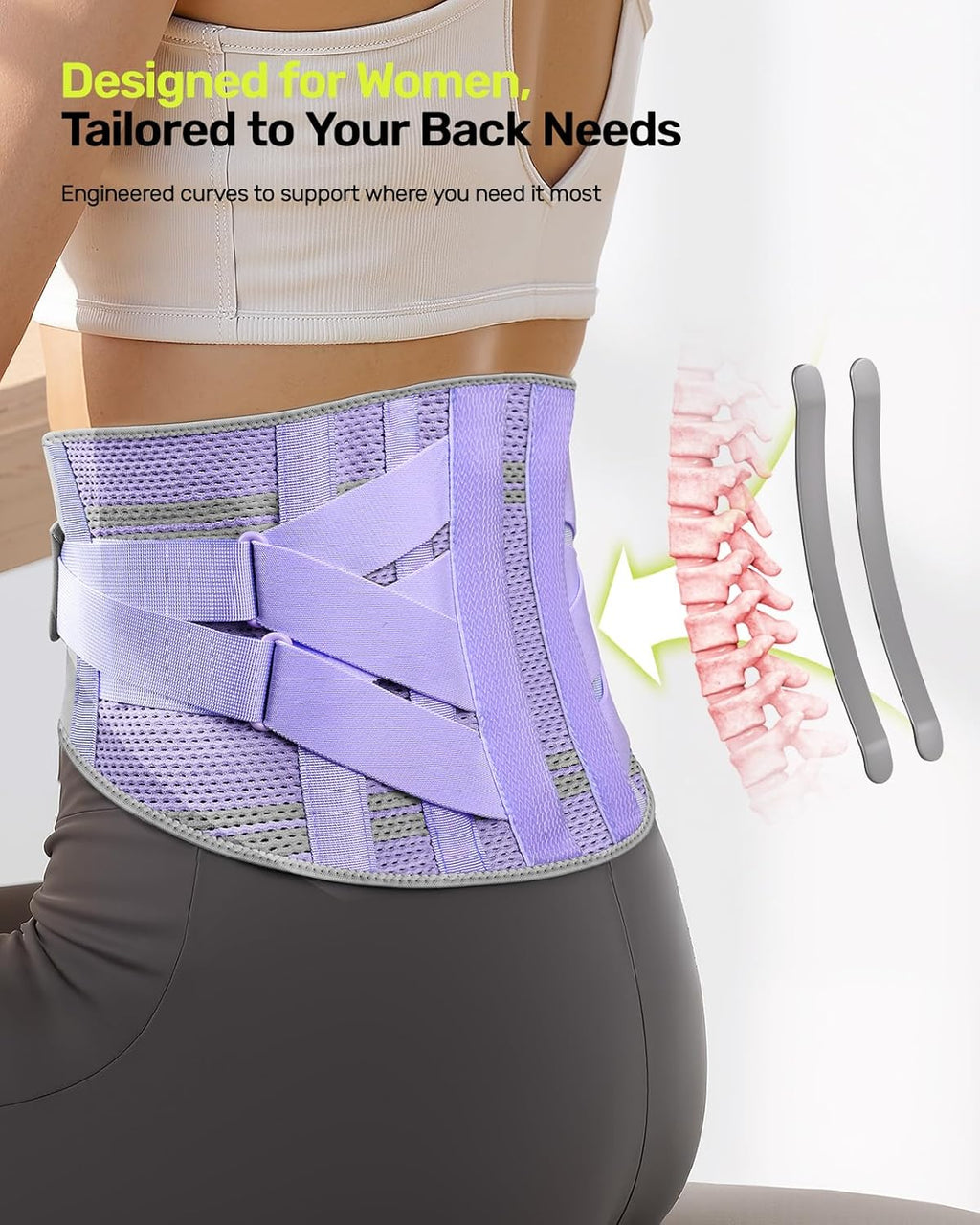 Rakiie Women’s Lower Back Brace with 9 Support System Lumbar Support for Sciatica

