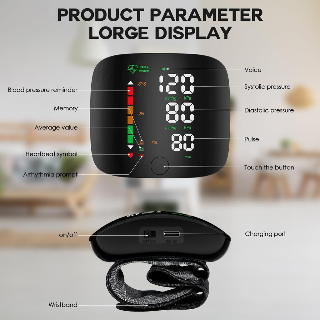 Double Love Wrist Blood Pressure Monitor with Touch Screen LED Display, Carry Case

