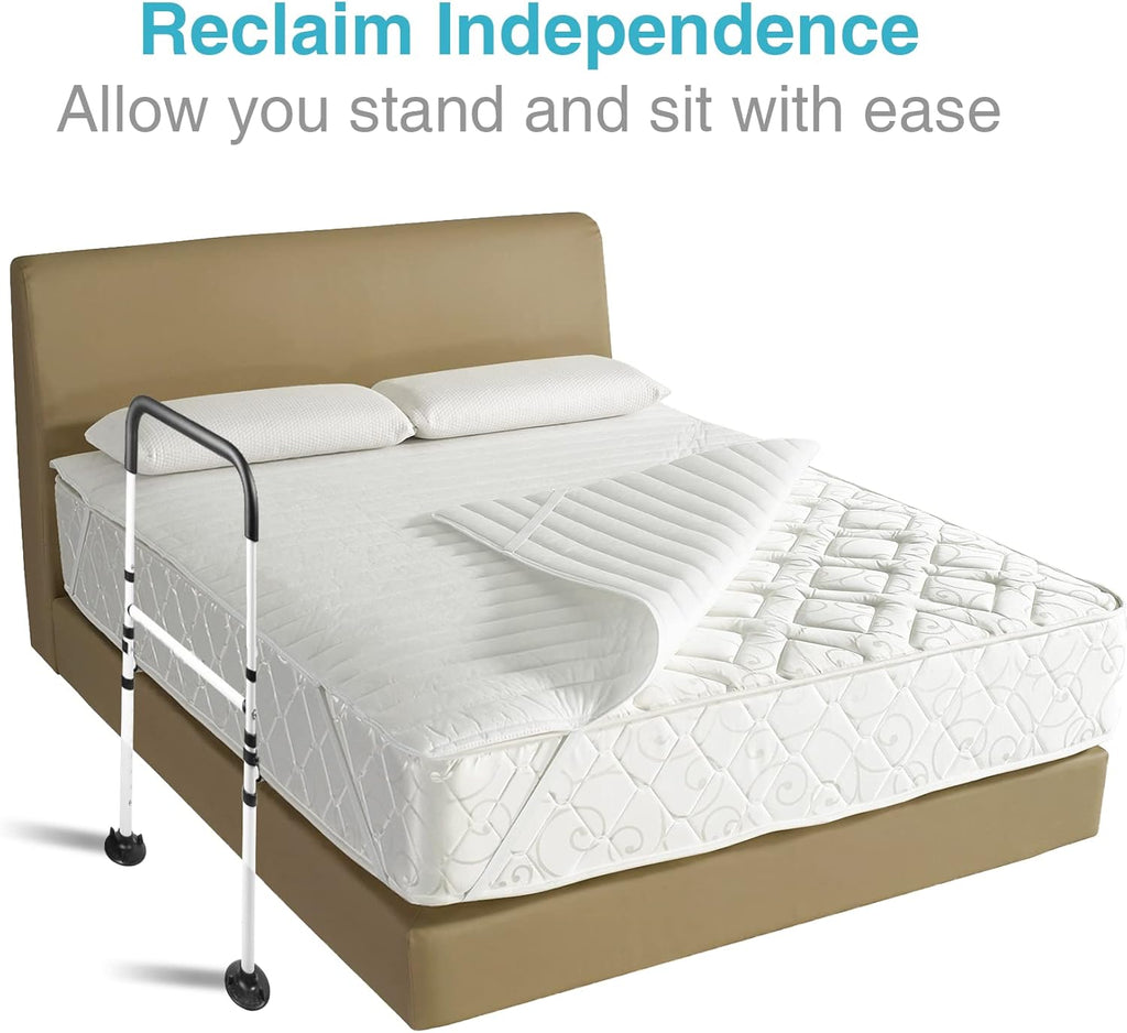 LandTale Adjustable Bed Assist Rail with Handle, Safety Grab Bar for Bed

