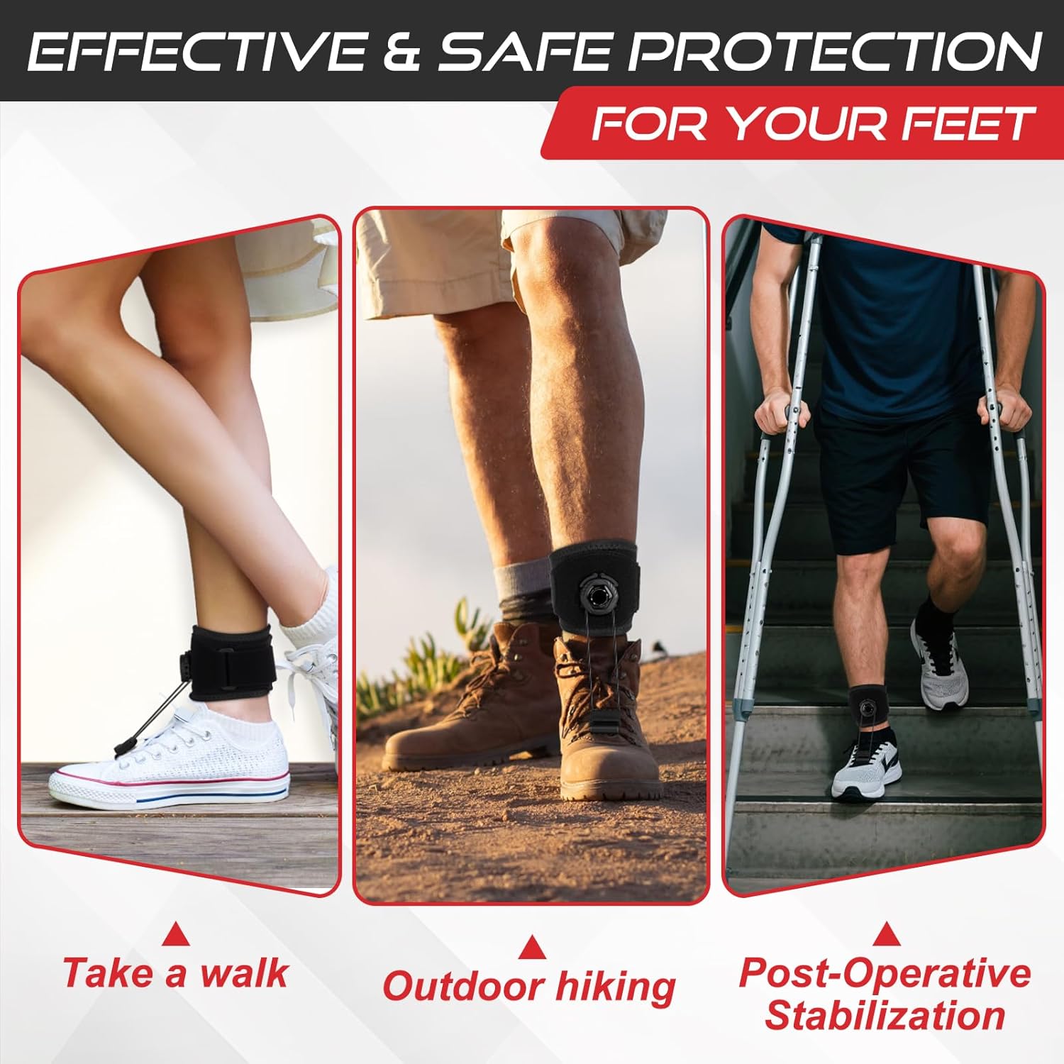 OVINESY AFO Foot Drop Brace for Walking with Shoes, Adjustable Dorsiflexion Support

