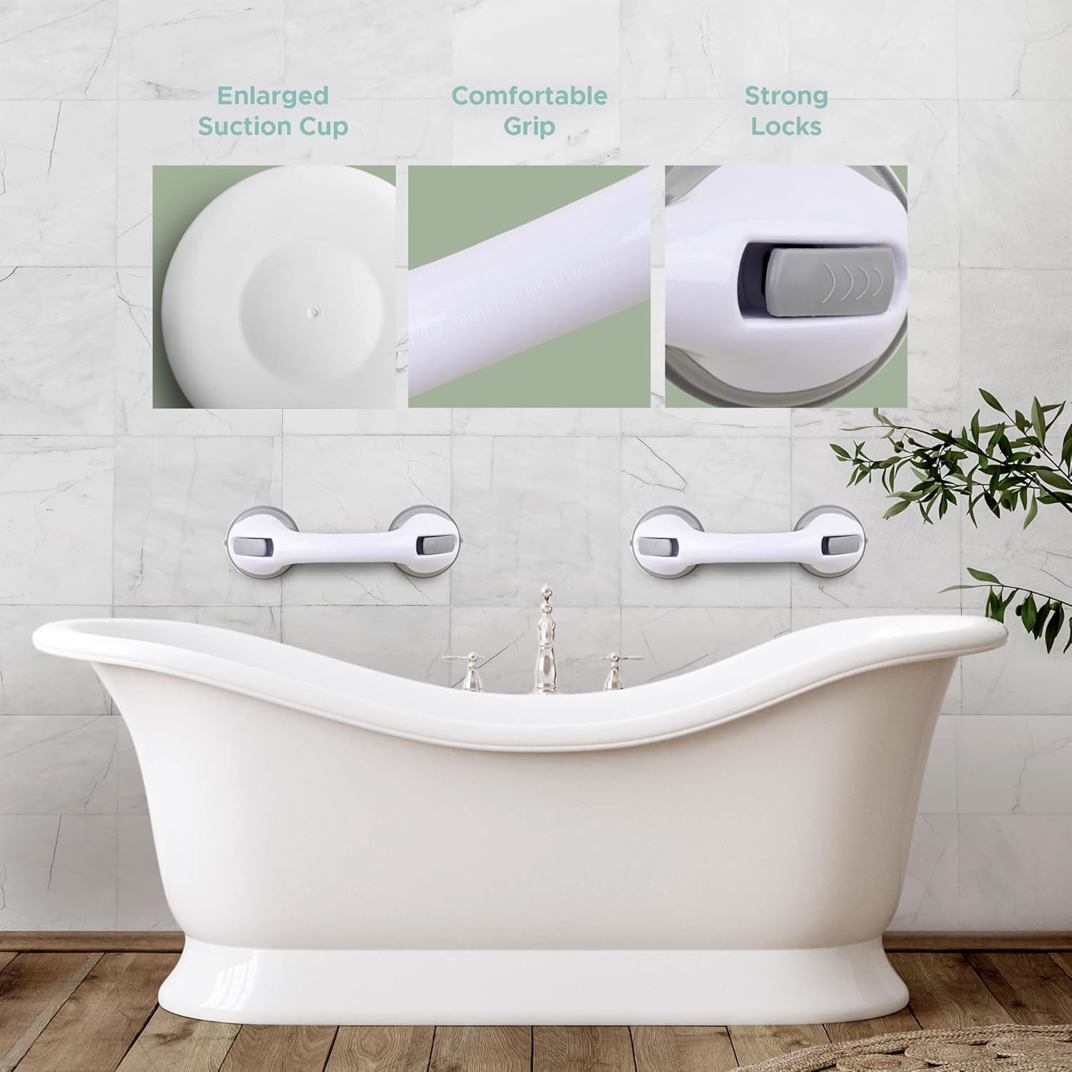 Grab Bars for Bathtubs and Showers Suction Handle Heavy Duty Removable

