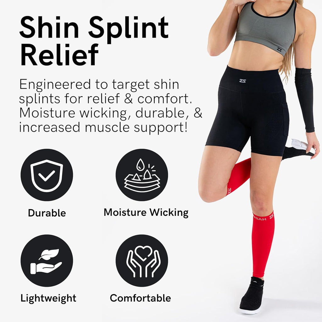 Zensah Running Leg Compression Sleeves for Shin Splints and Calf Support


