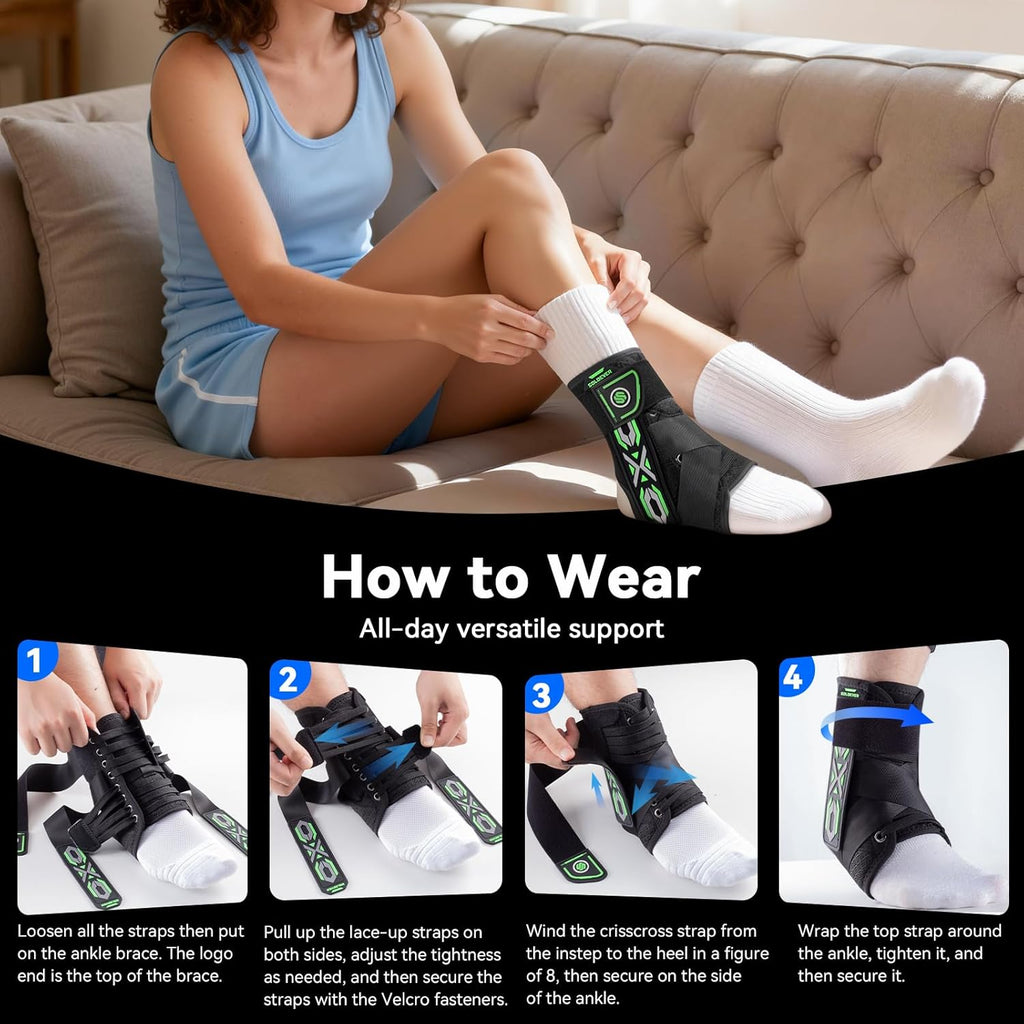 SOLOEVER Ankle Brace for Sprains, Adjustable Lace-Up Stabilizer with Side Support

