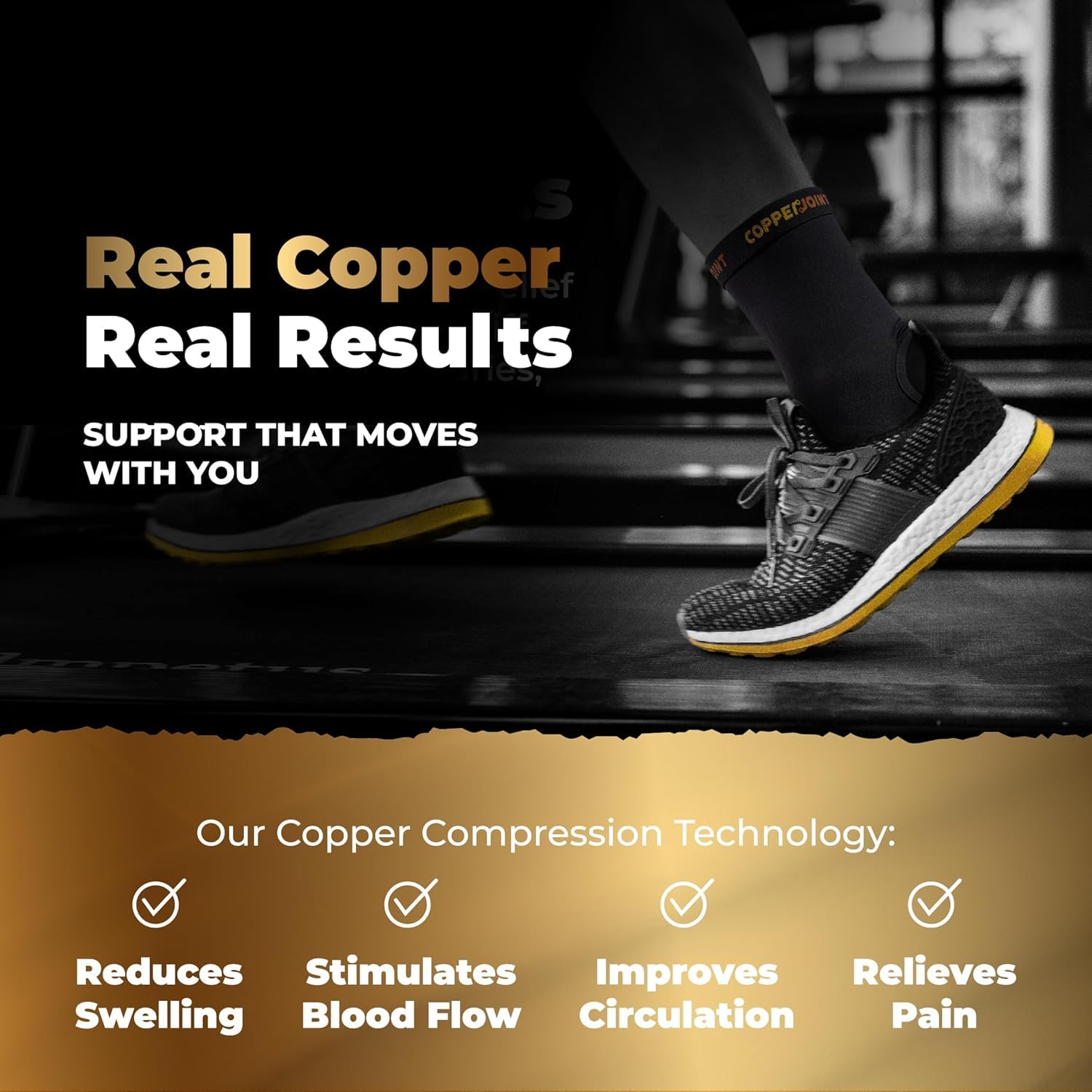 CopperJoint Athletic Ankle Compression Sleeve, Breathable Pull-On Brace for Support

