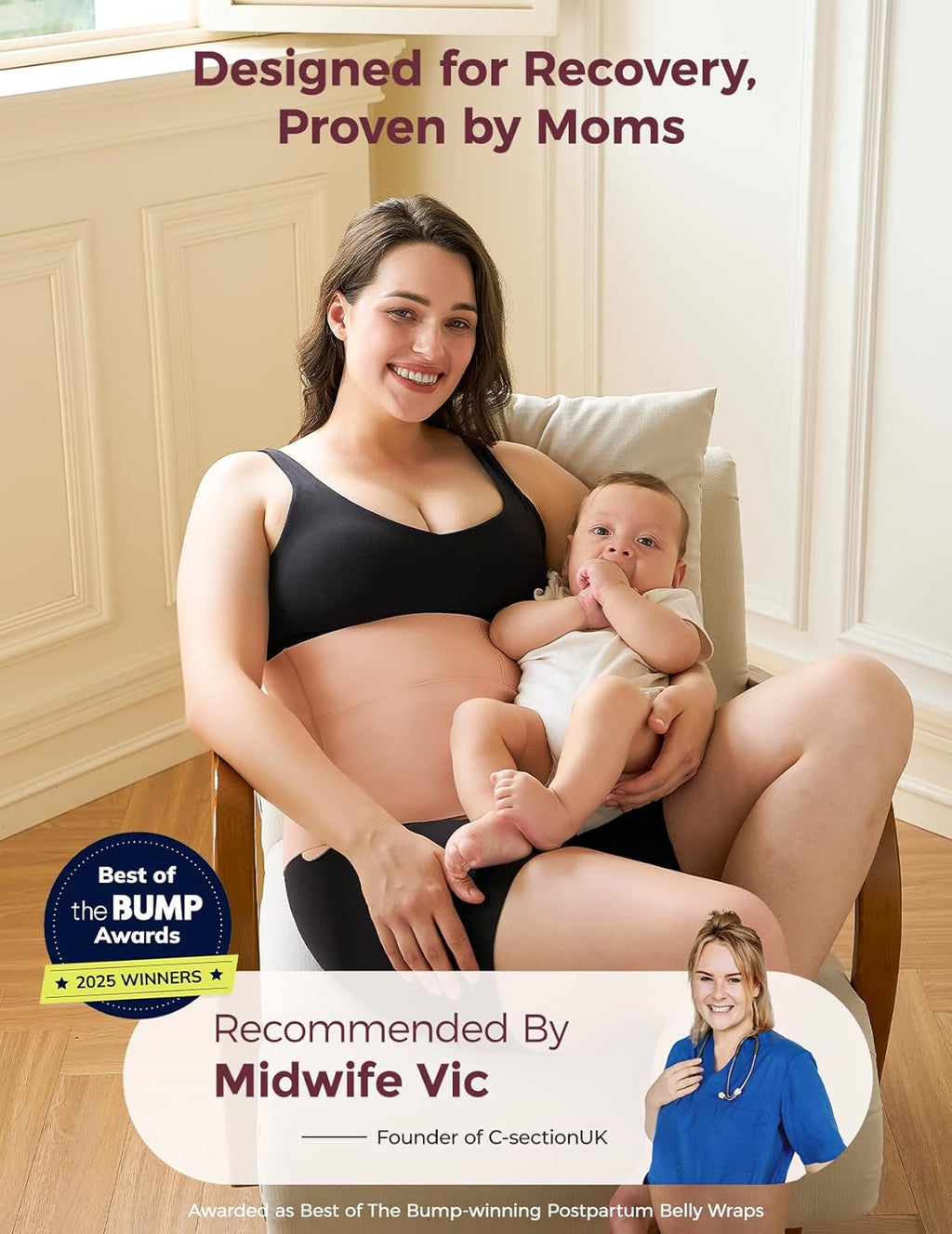 Momcozy Ergowrap Abdominal Binder Postpartum Post-Surgery Belly Binder with 3D Lift

