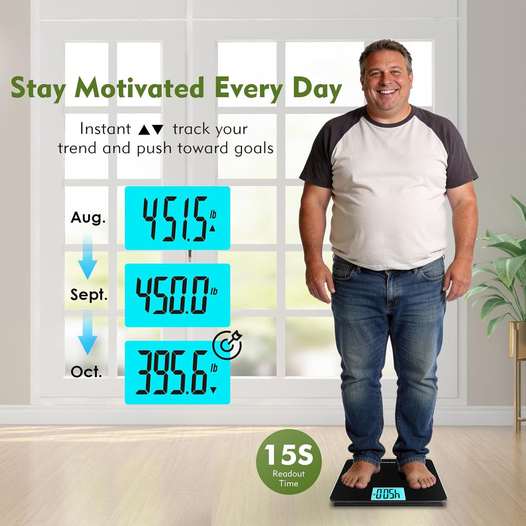 ZOETOUCH 560 lb Digital Bathroom Scale with Wide Tempered Glass Platform

