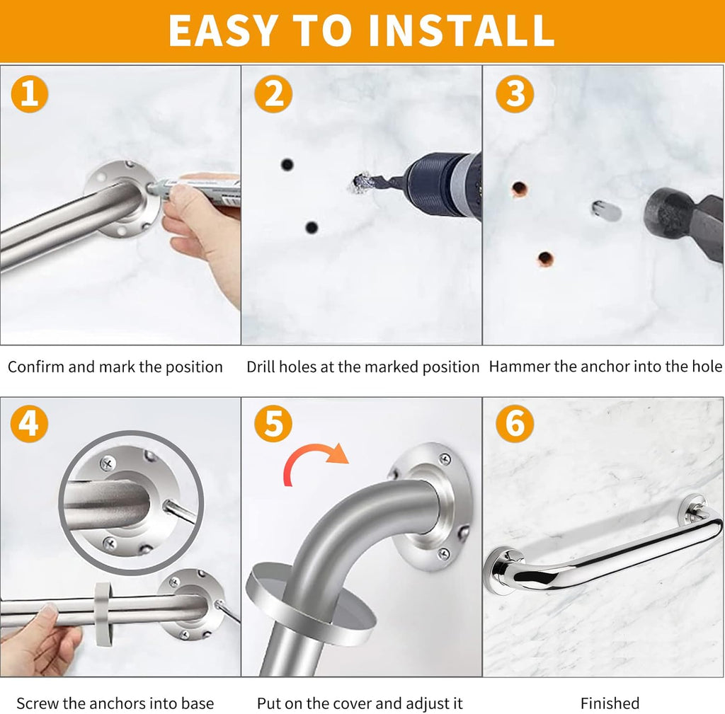 Lifeassist ADA Shower Grab Bars for Bathroom, 1.25 in Diameter, 500 lb Support

