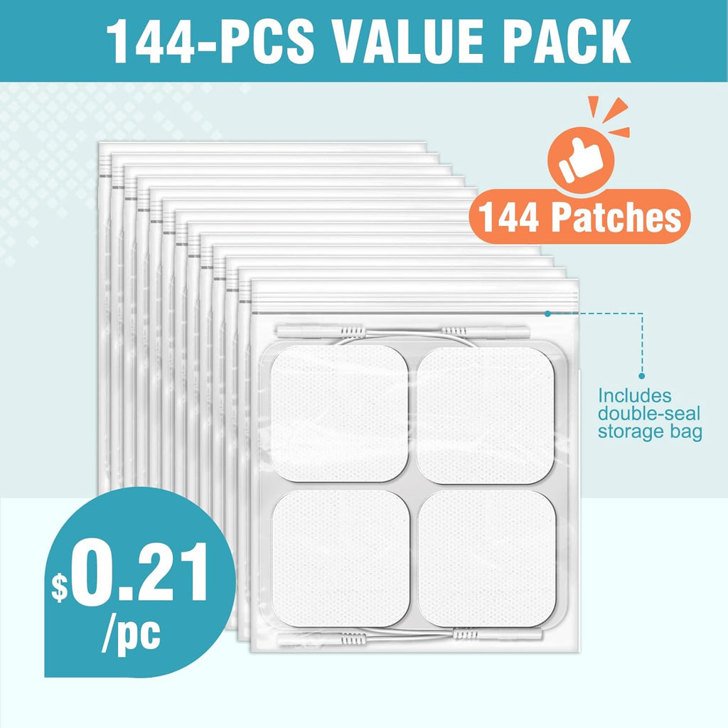 TENS/EMS Self-Adhesive Electrodes Pads, 0.2mm Connector, Latex-Free, Hypoallergenic


