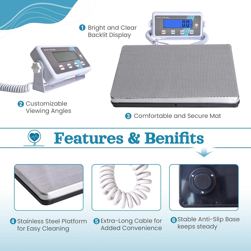 Extra Wide Medical Digital Body Weight Scale, LCD Bathroom Floor Scale

