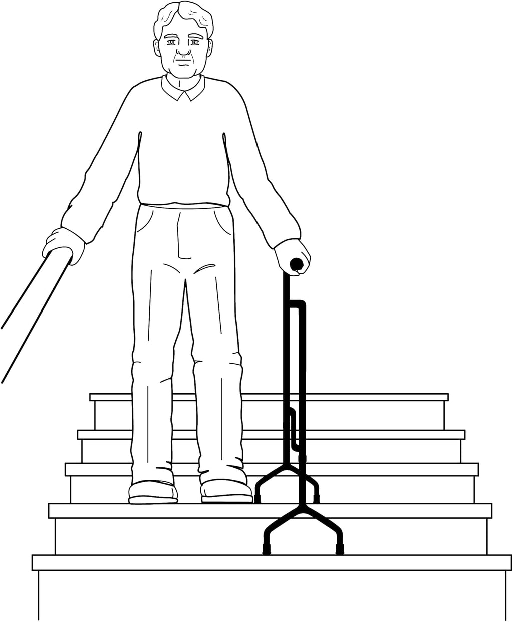 Rock Steady Stair Assist Cane, Lightweight Stair Climbing Aid with Non-Slip Grip

