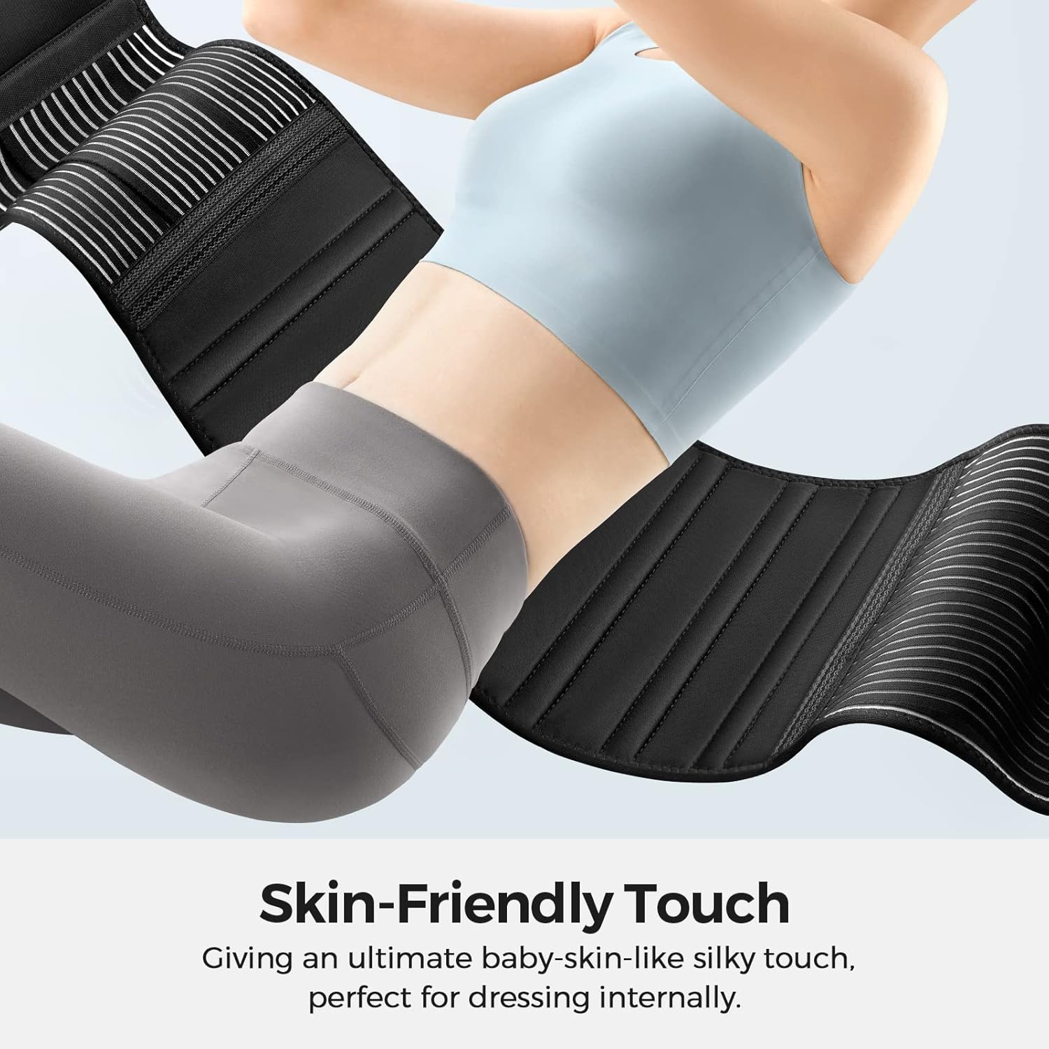 Freetoo Lower Back Support Belt with 6 Stays, Breathable Anti-Skid Brace

