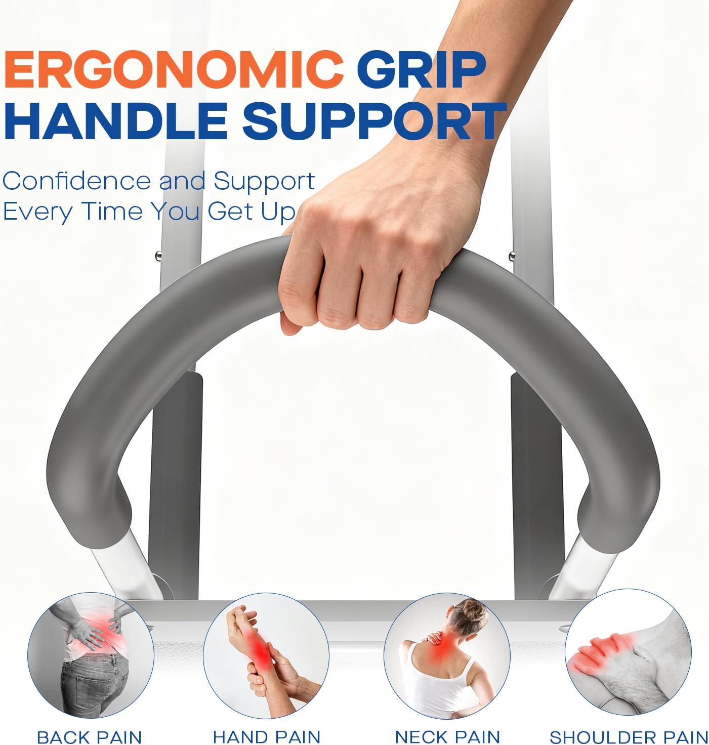 Bed Rails for Seniors with Grab Bar, Safety Light, Storage Pouch, Adjustable

